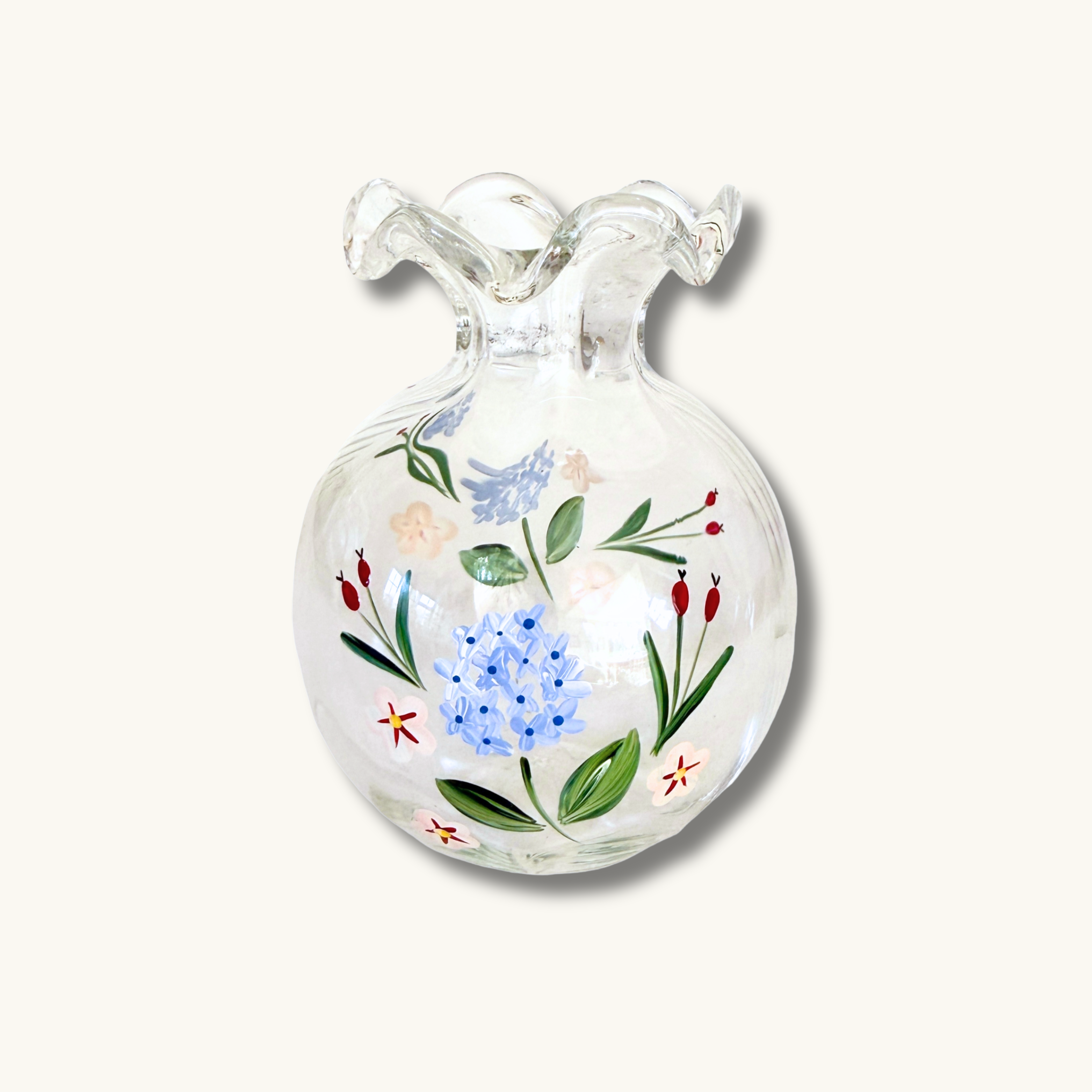 Blue Hydrangea and Rosehips Bud Vase