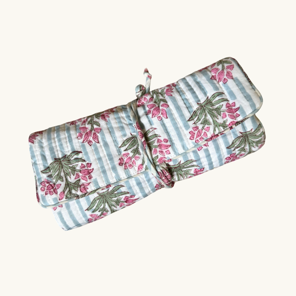 Blue Johari Jewellery Roll