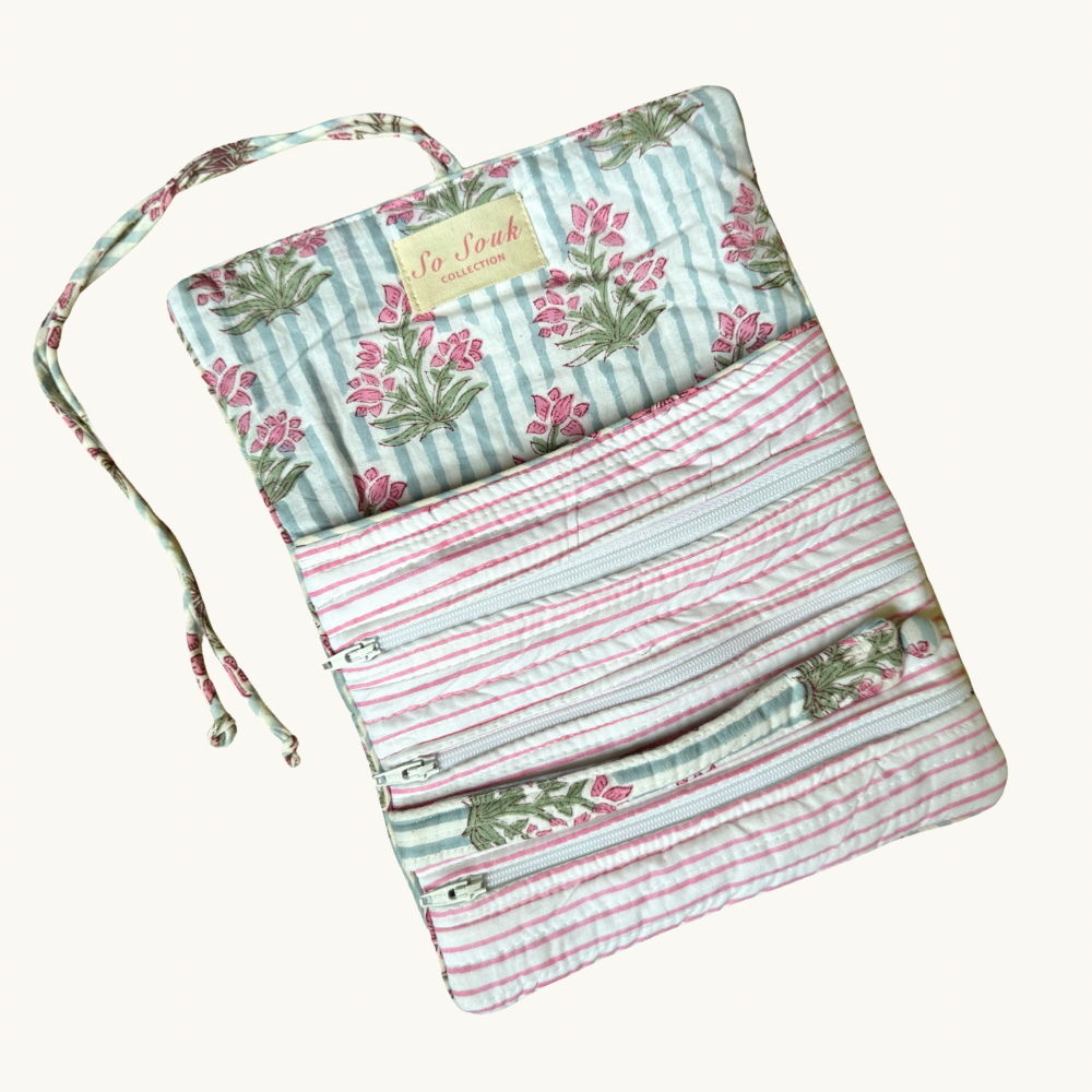 Blue Johari Jewellery Roll