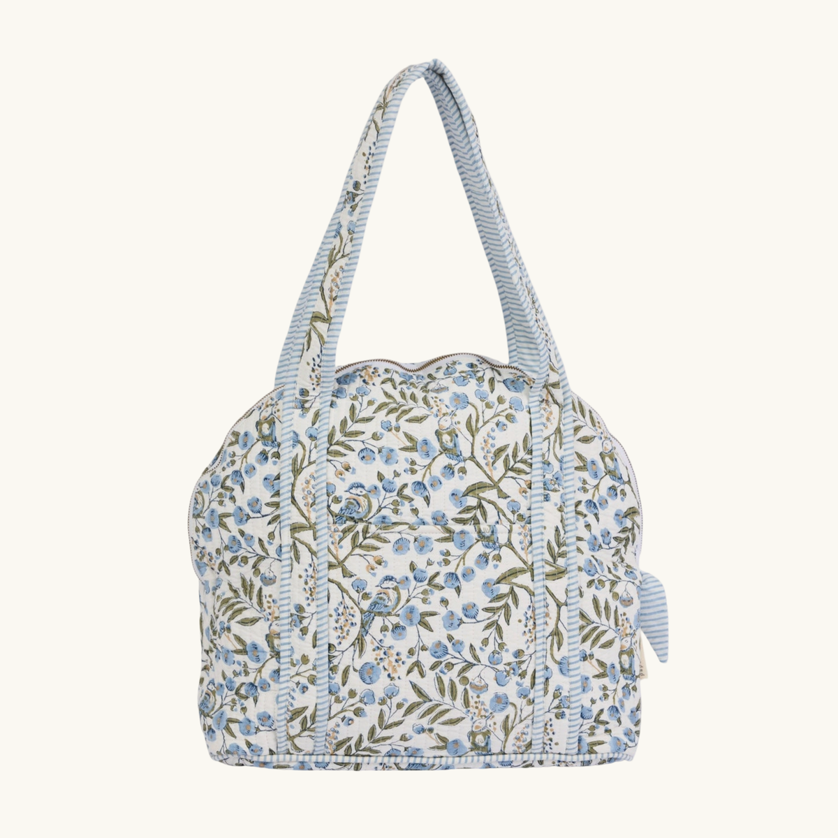 Blue Songbird Quilted Shopping Tote