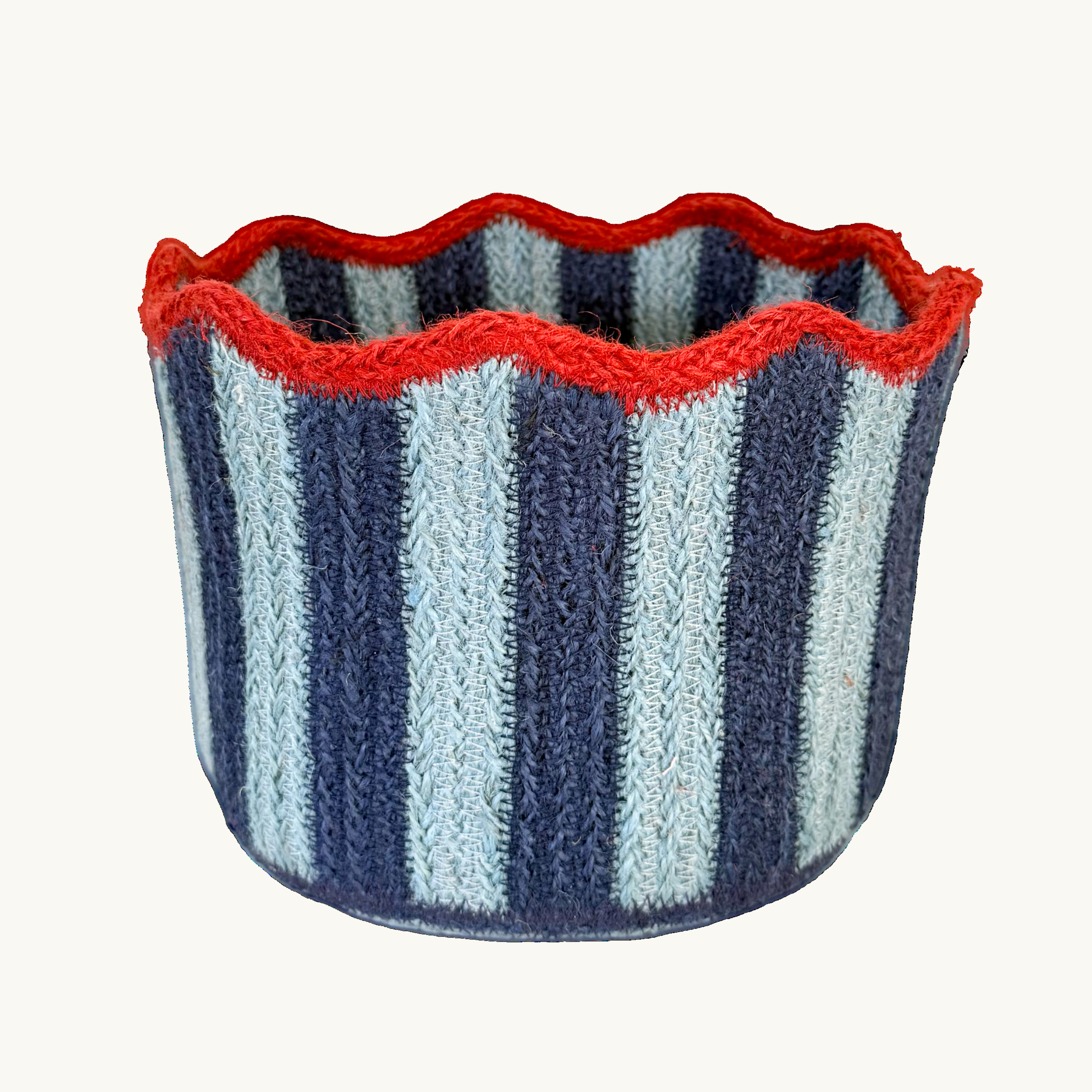Blueberry Striped Scalloped Basket