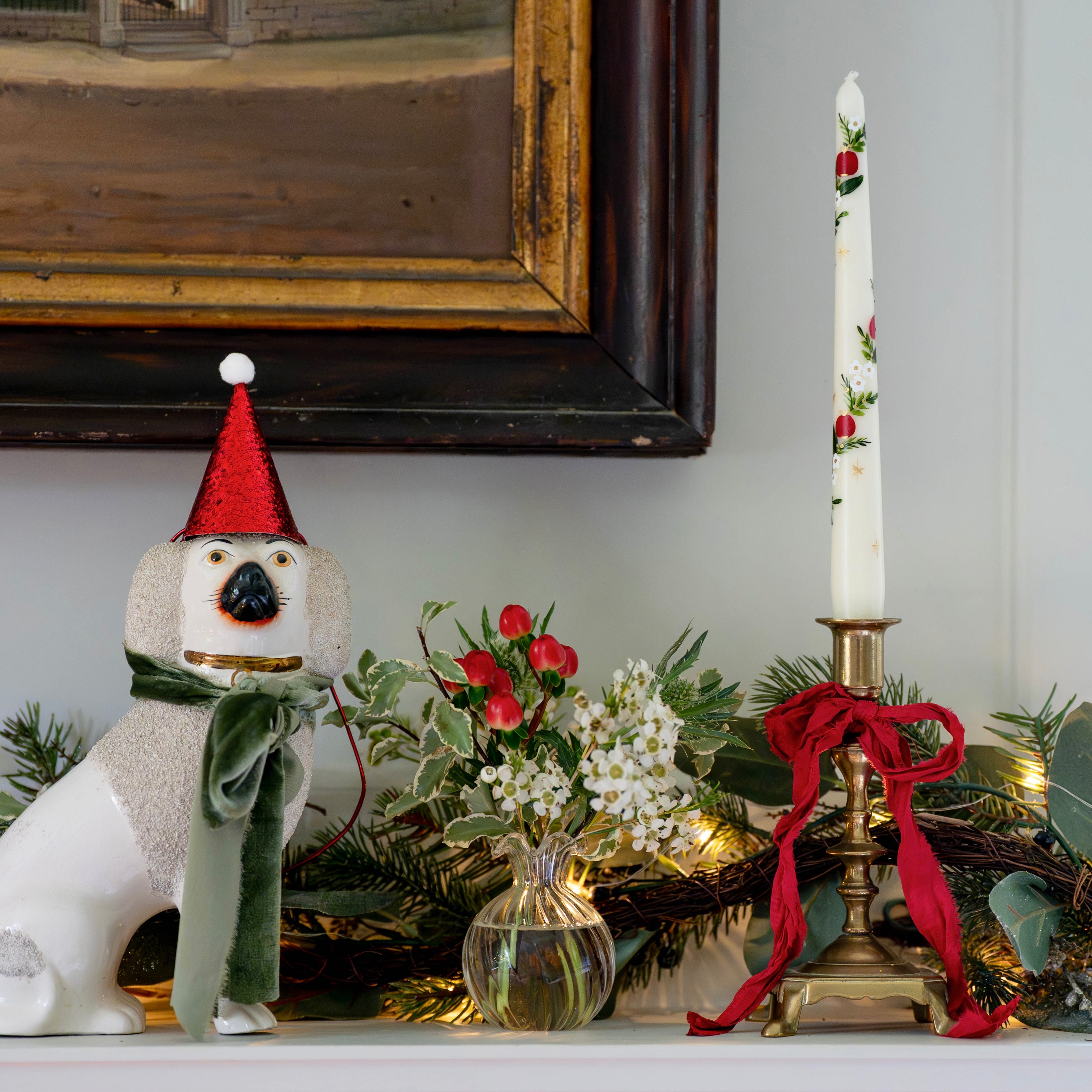 Festive Pomegranate Handpainted Candle (Single)