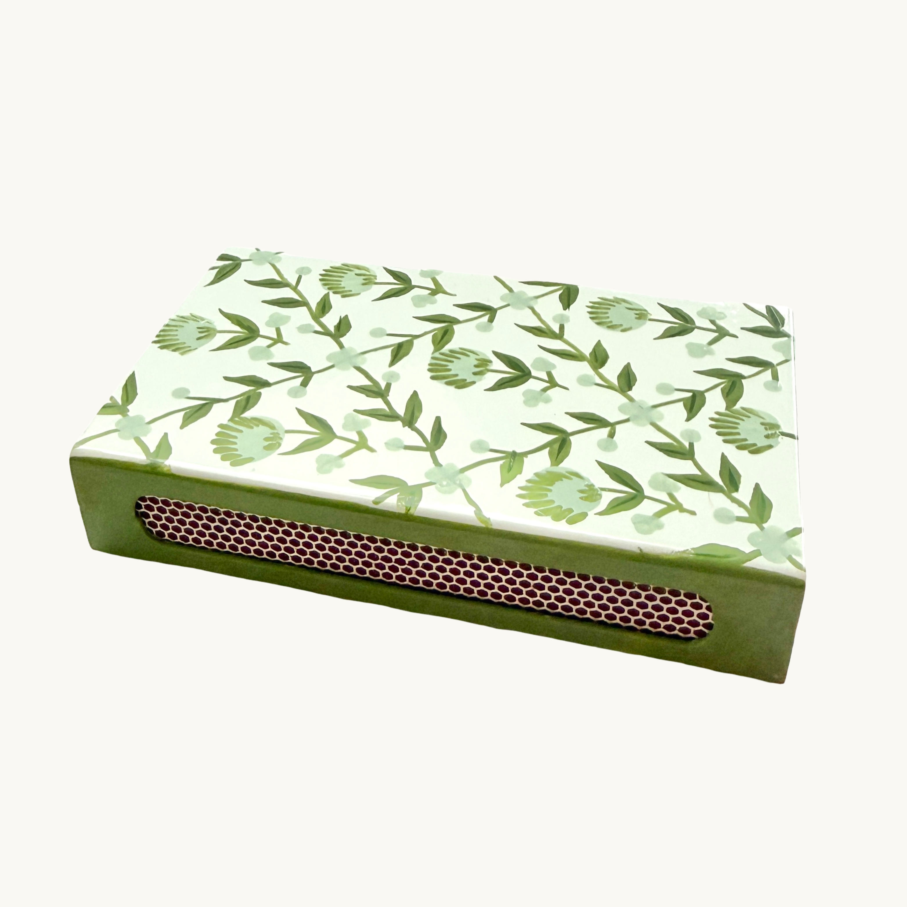 Green Trellis Handpainted Matchbox Sleeve