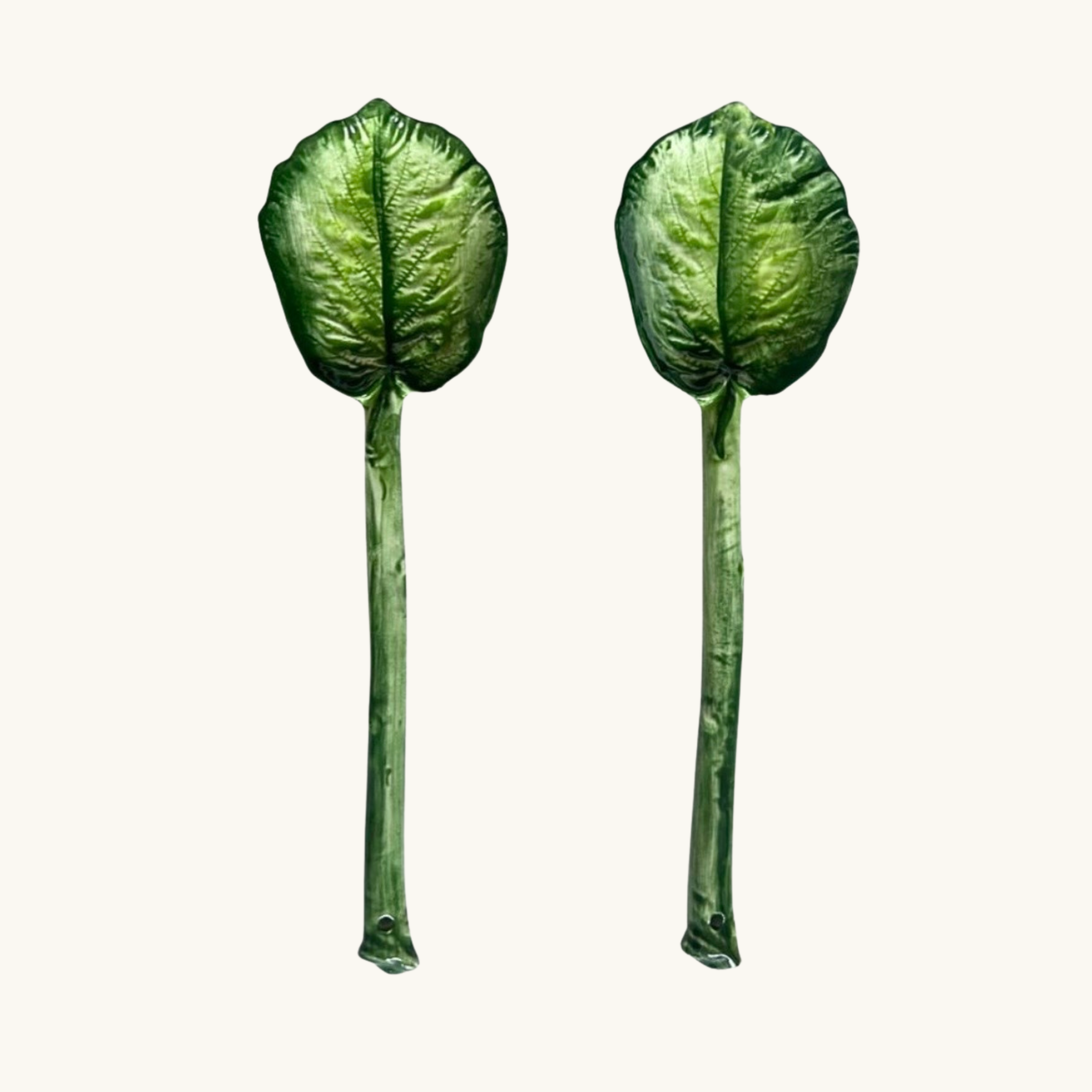Cabbage Leaf Ceramic Salad Servers