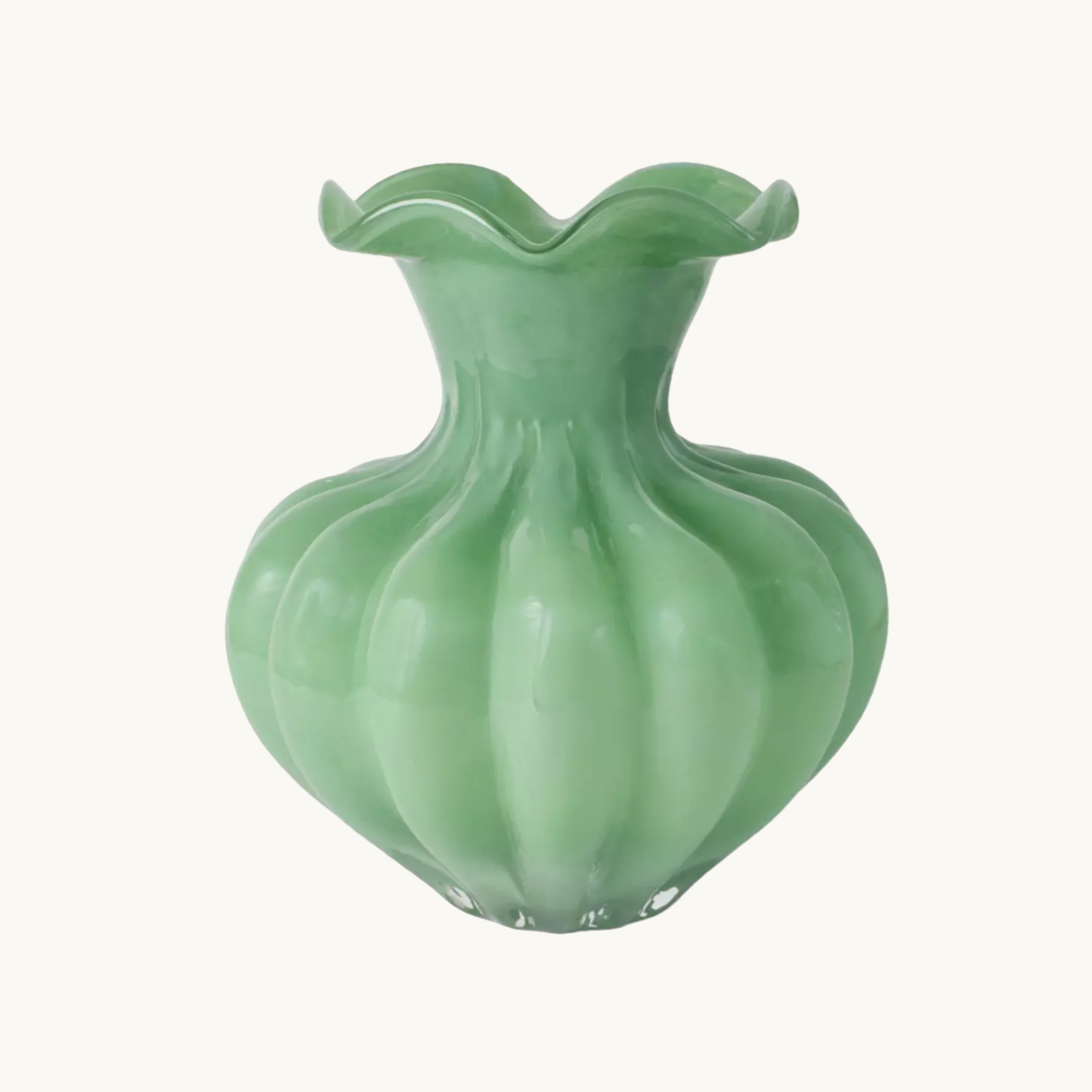 Chloe Large Green Scalloped Vase