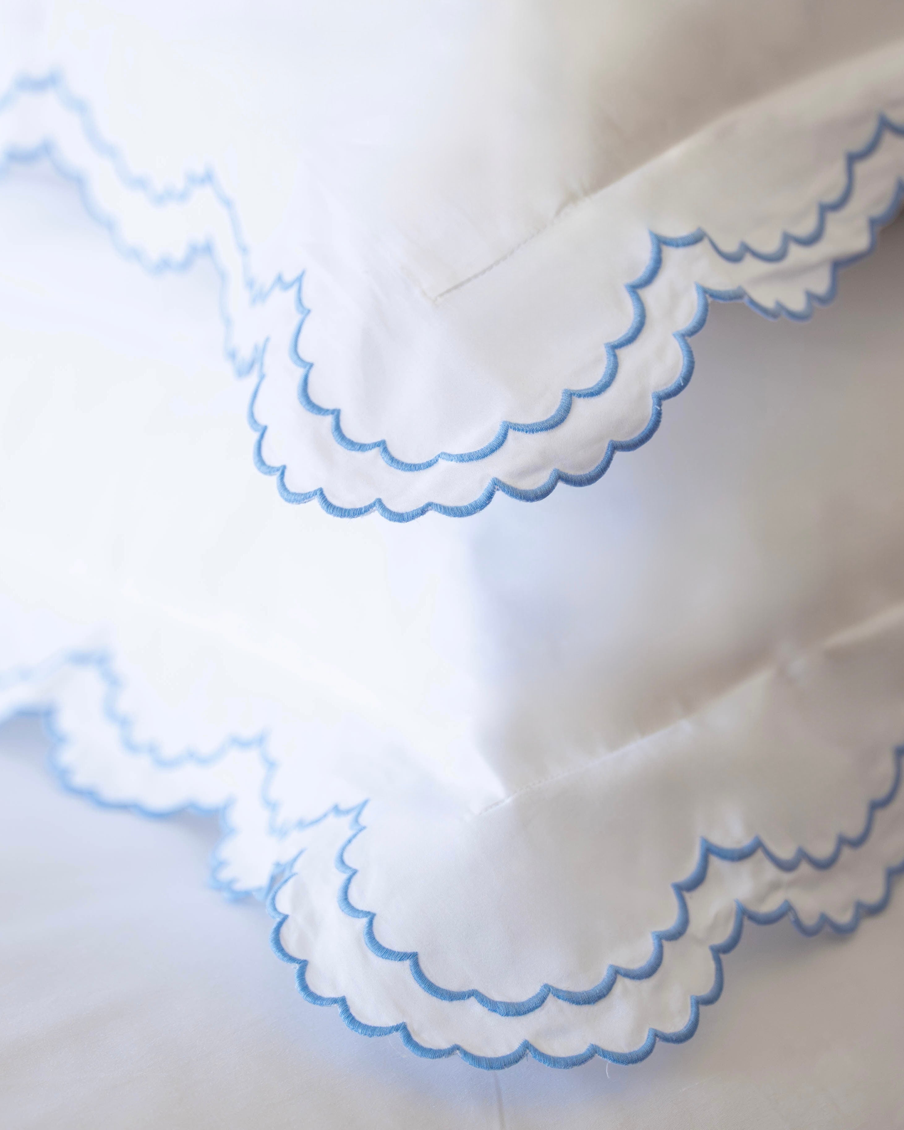 Blue Isabella Scalloped Pillowcase