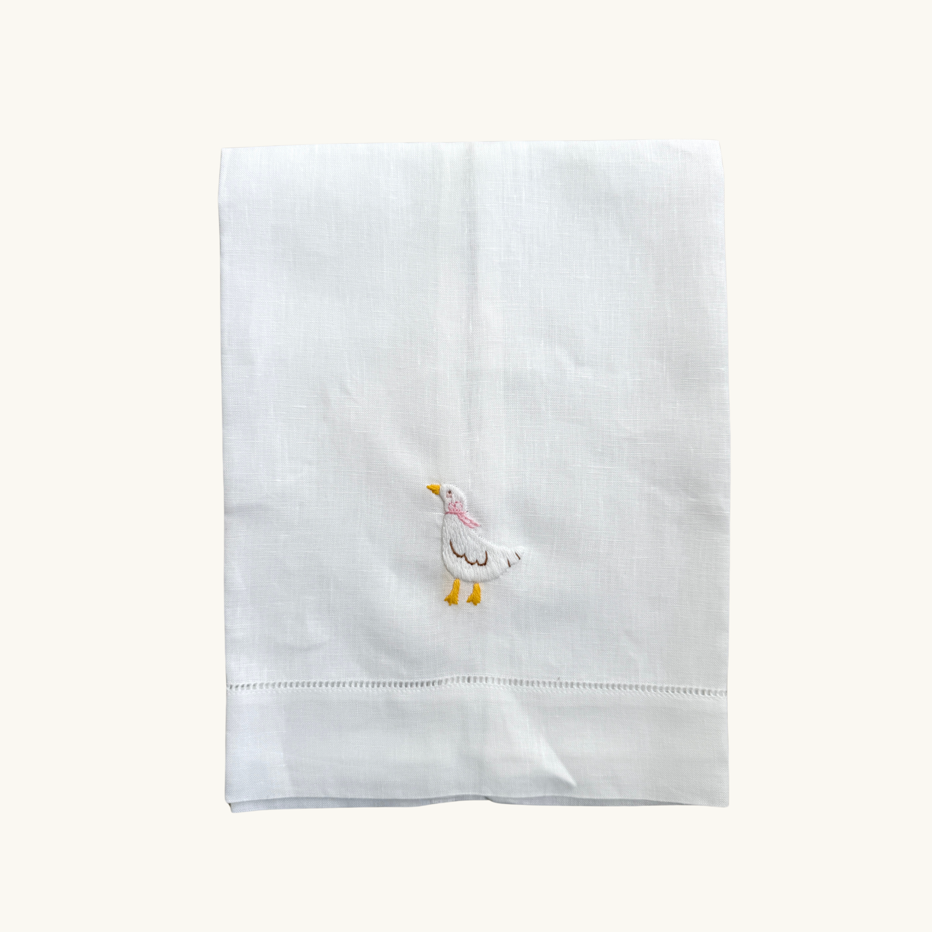 Pink Goose Embroidered Hand Towel