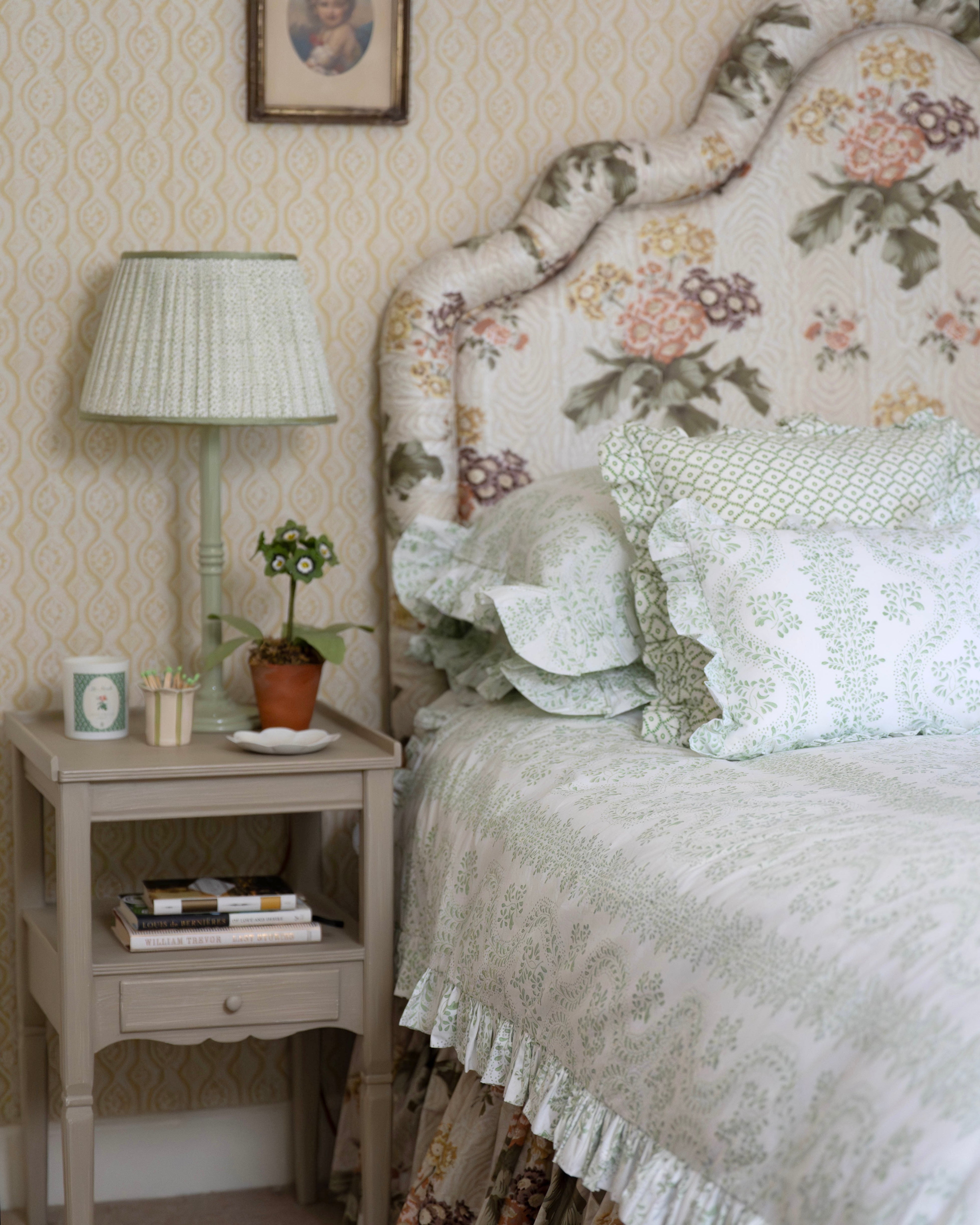 Green Rosalie Frilled Pillowcase