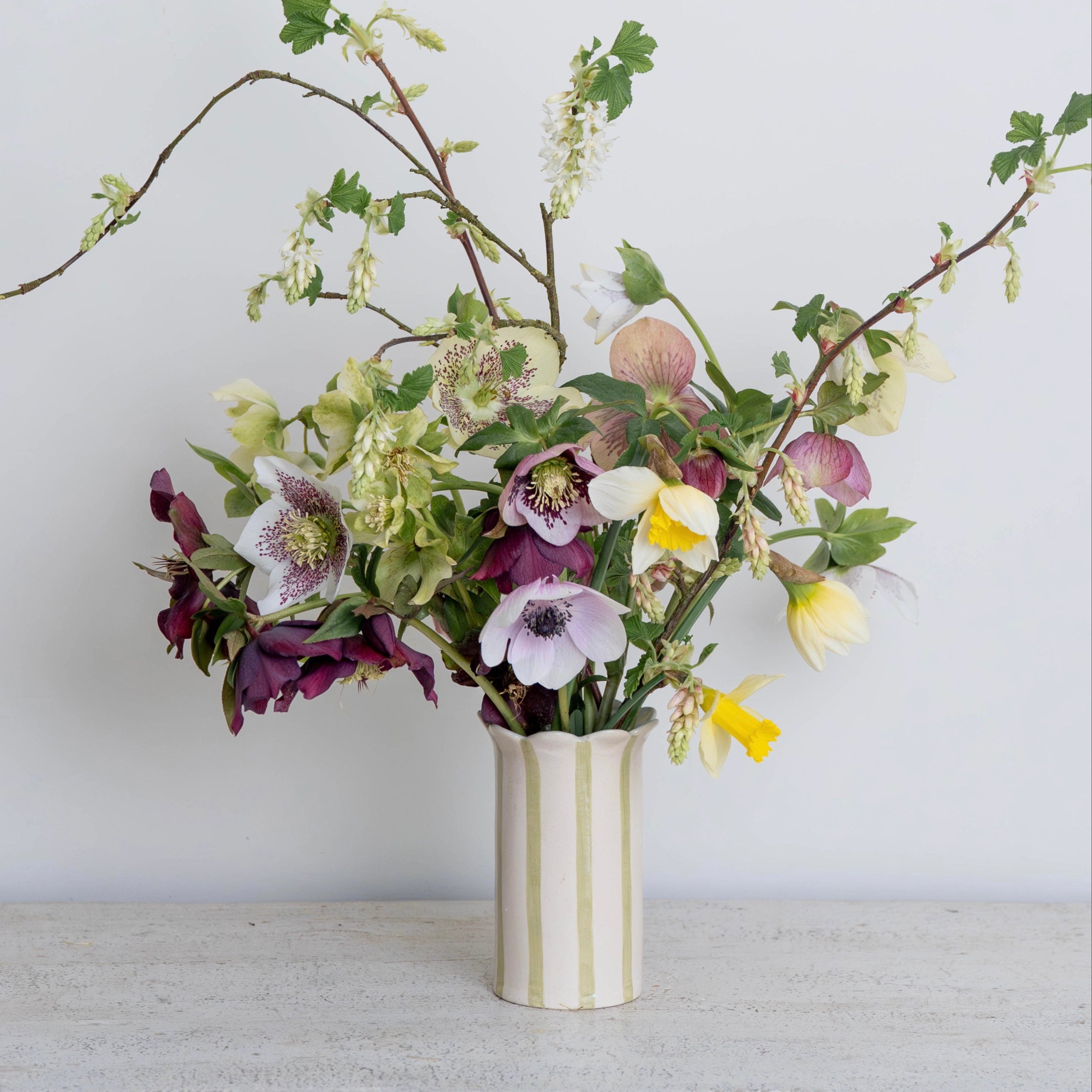 Sage Green Daisy Scalloped Vase