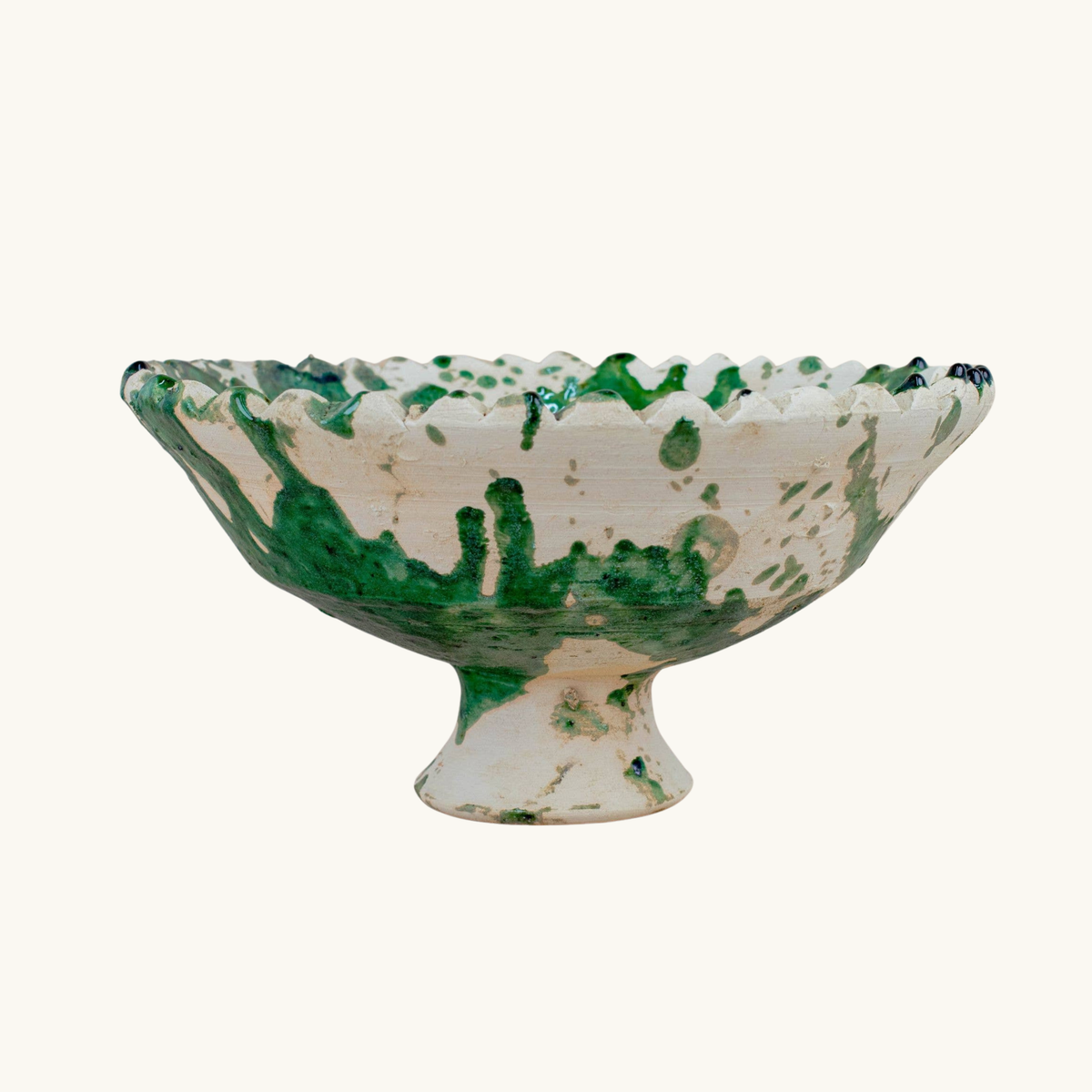 Handmade Tamegroute Pedestal Bowl Splatter (X Large)