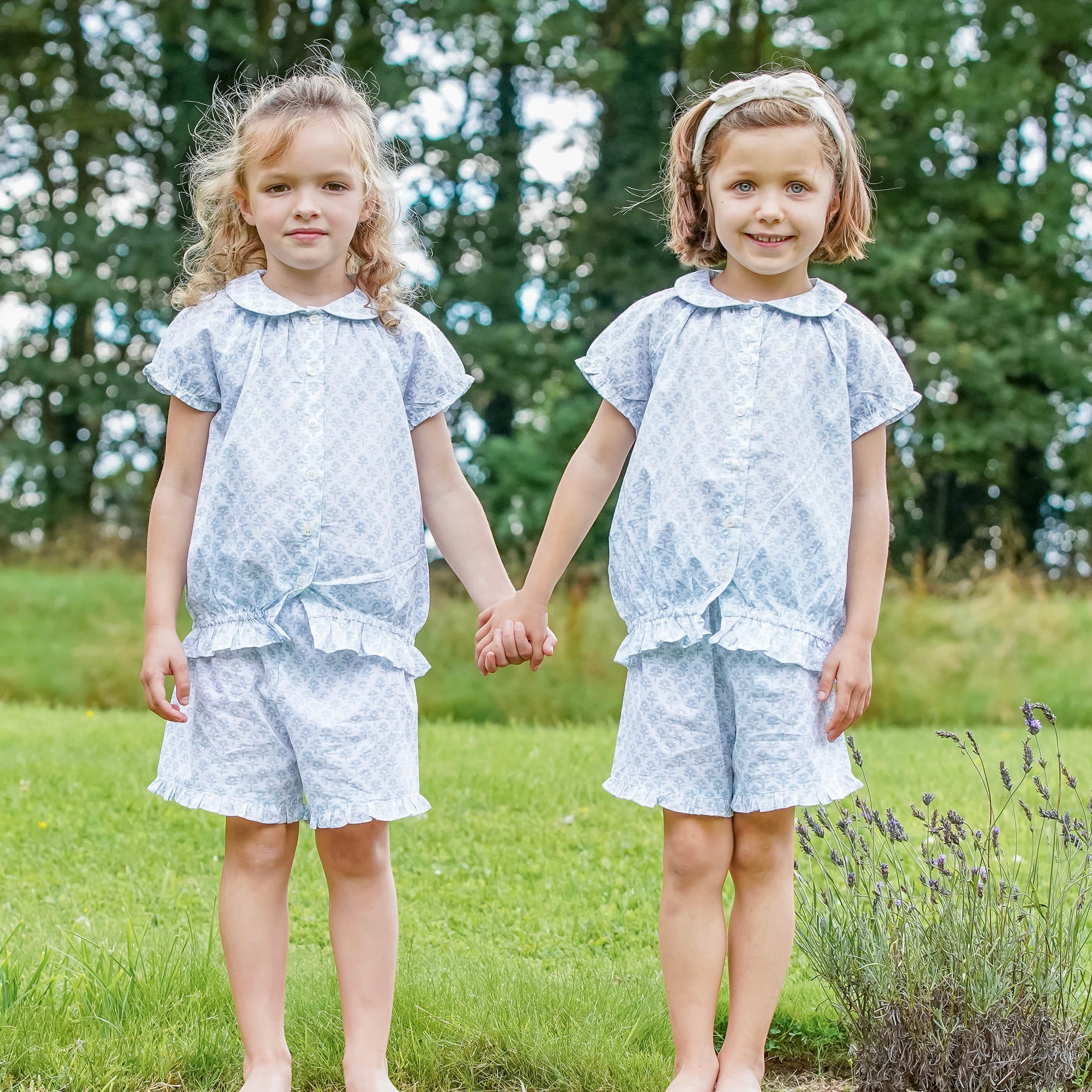 Blue Flower Bhuti Girl's Short Pyjamas