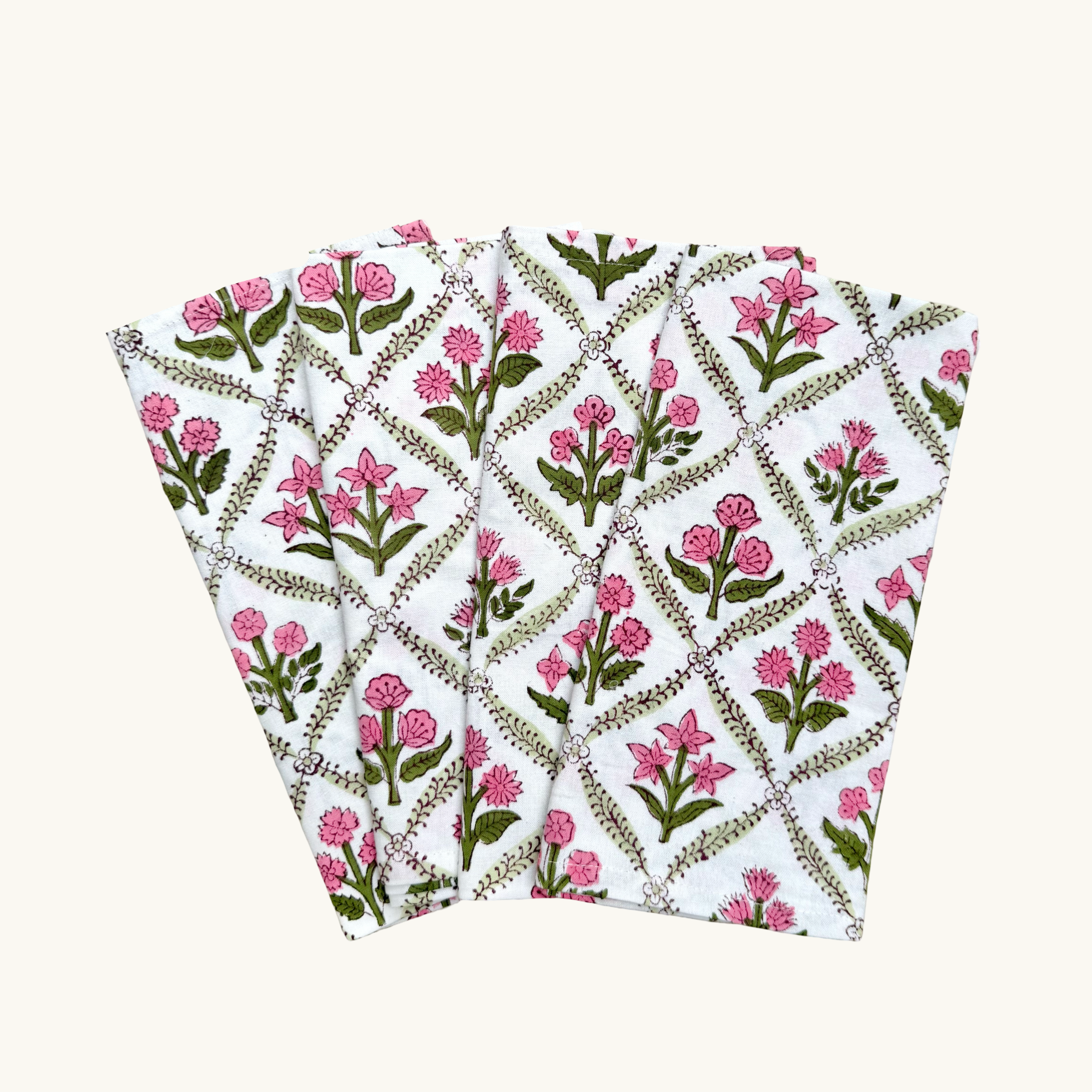 Pink and Green Trellis Napkins
