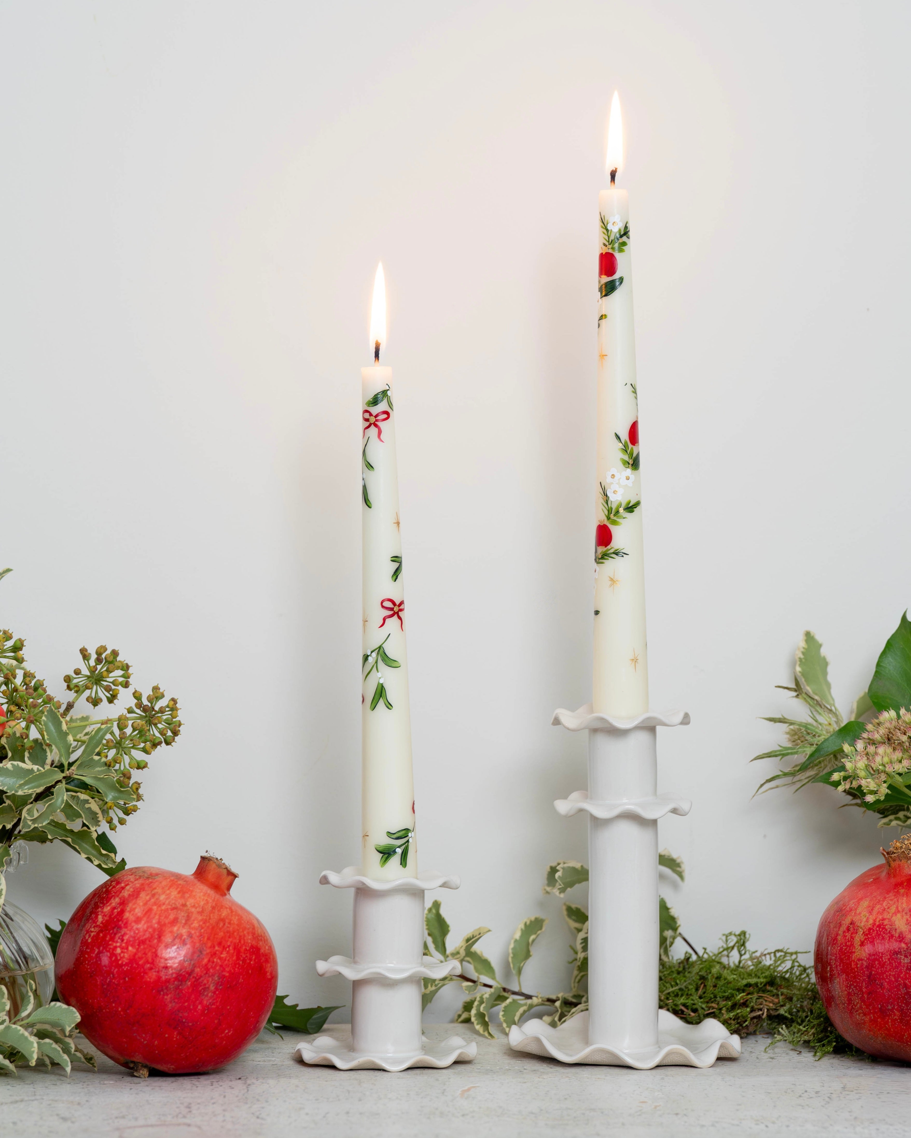 Festive Pomegranate Handpainted Candle (Single)