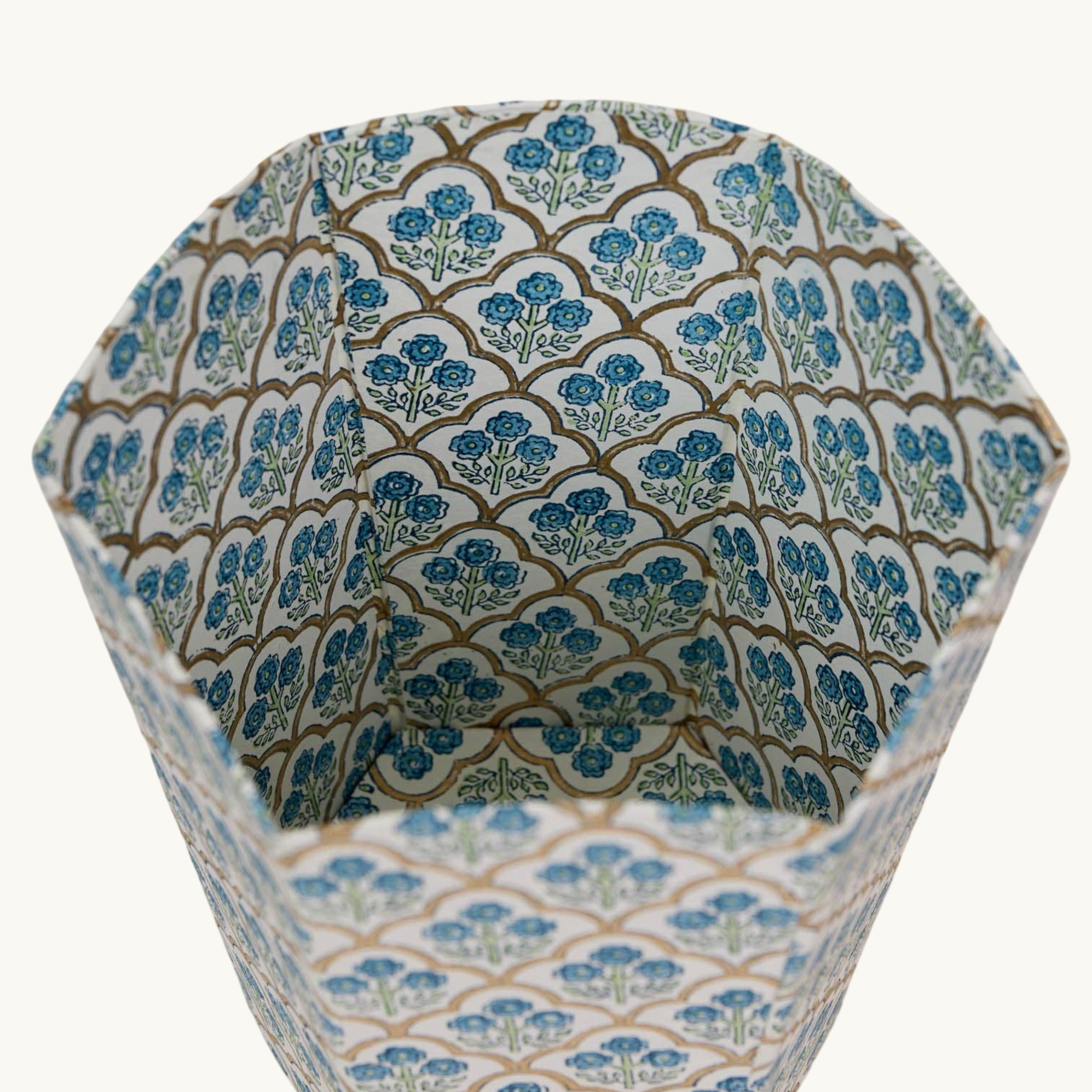 Blue Floral Trellis Waste Paper Basket