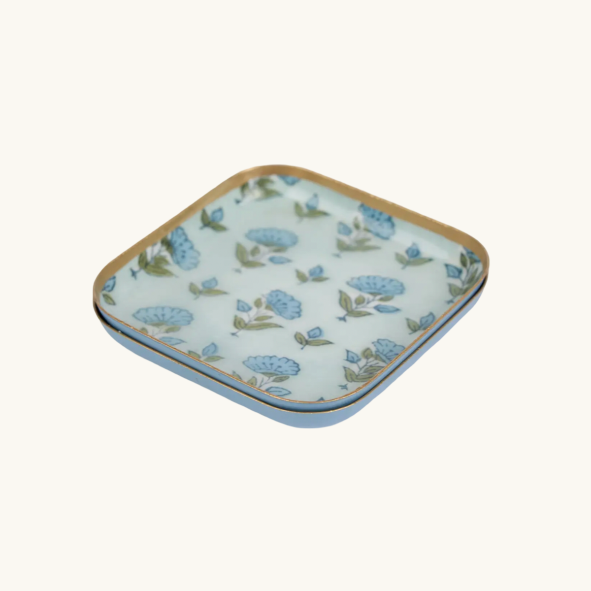 Blue Ditsy Floral Enamelled Coasters (Set of 2)