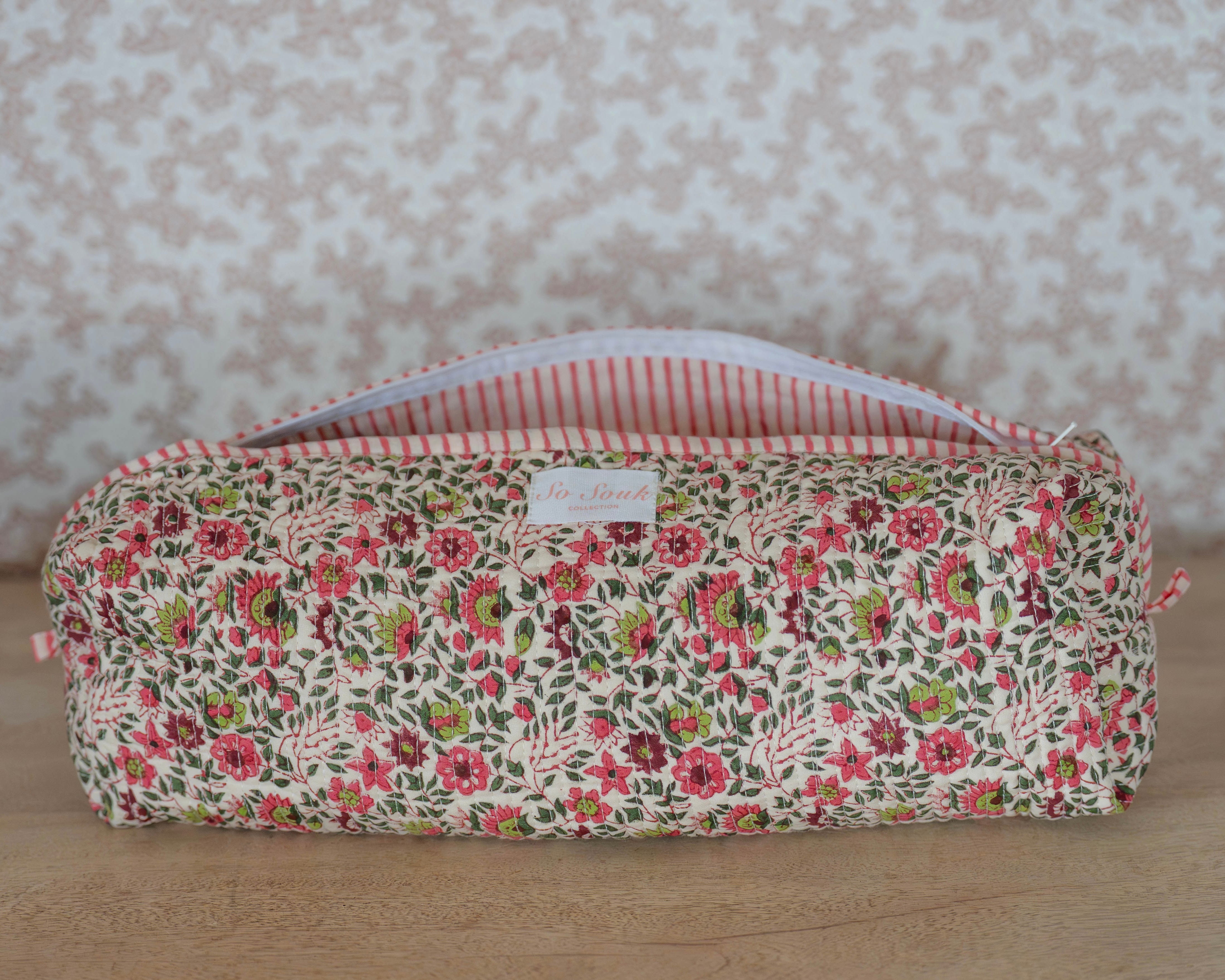 Pink Flora Hair Accessories Bag