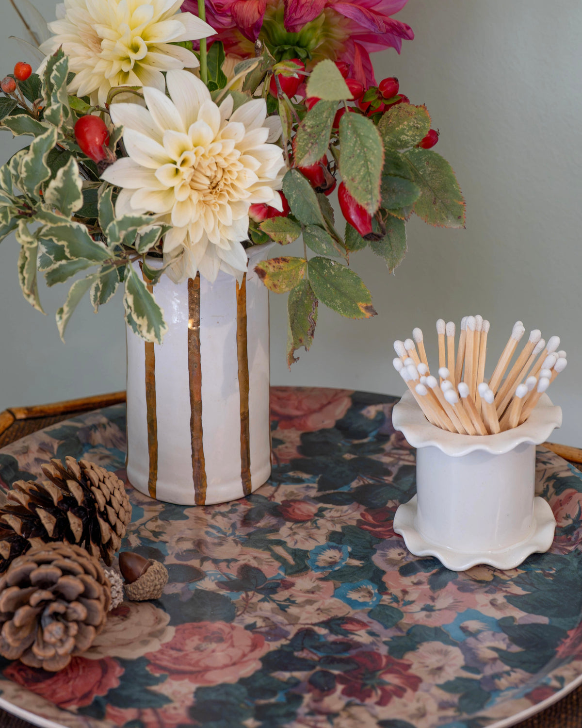 Chintz Birch Wood Tray (Round)