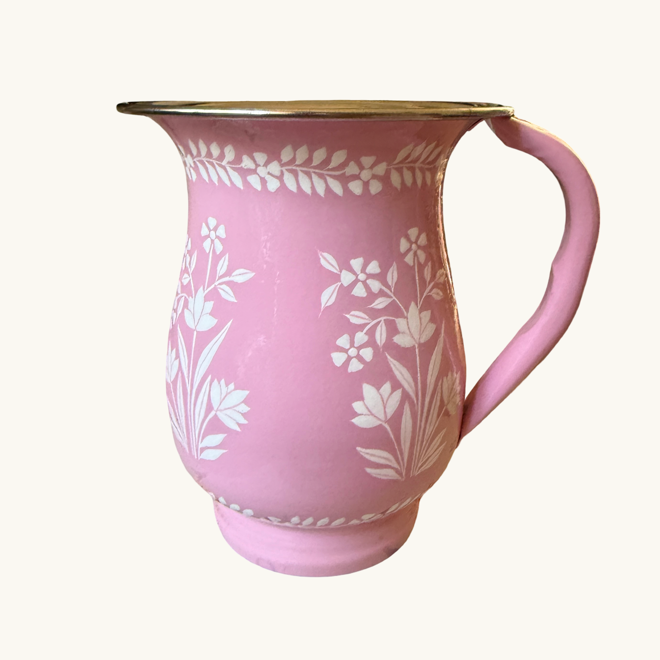 Enamel Hand Painted Jug Pink