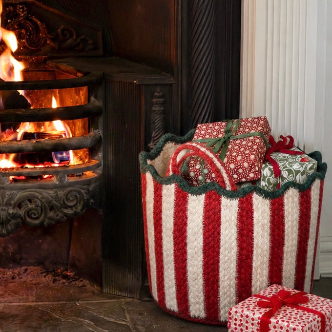 Extra Large Candy Cane Scalloped Basket