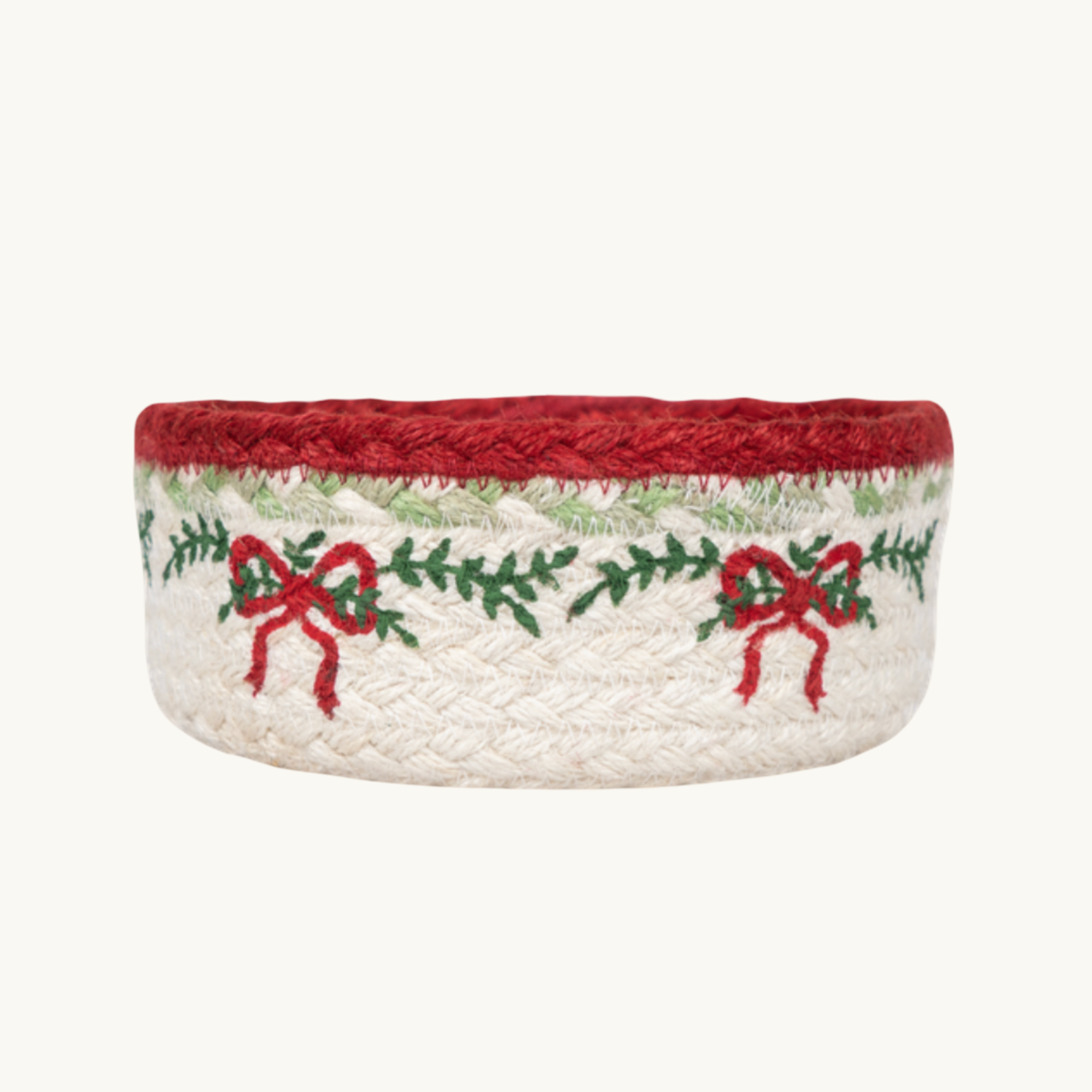 Festive Bow Jute Mini Basket