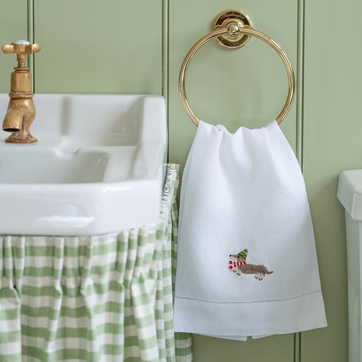 Festive Dachshund Embroidered Hand Towel