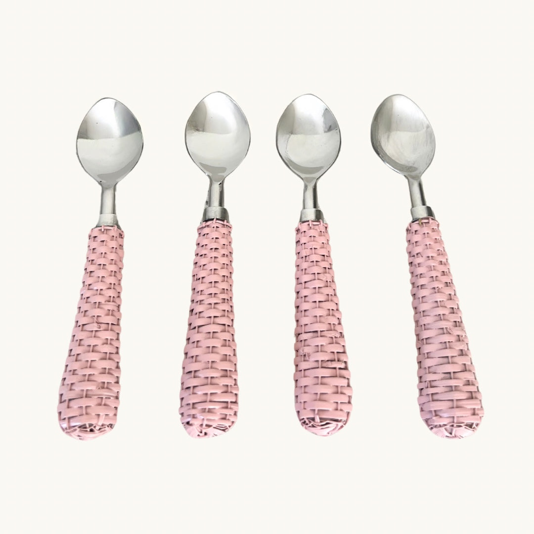 Pale Pink Rattan Set of Teaspoons (4)