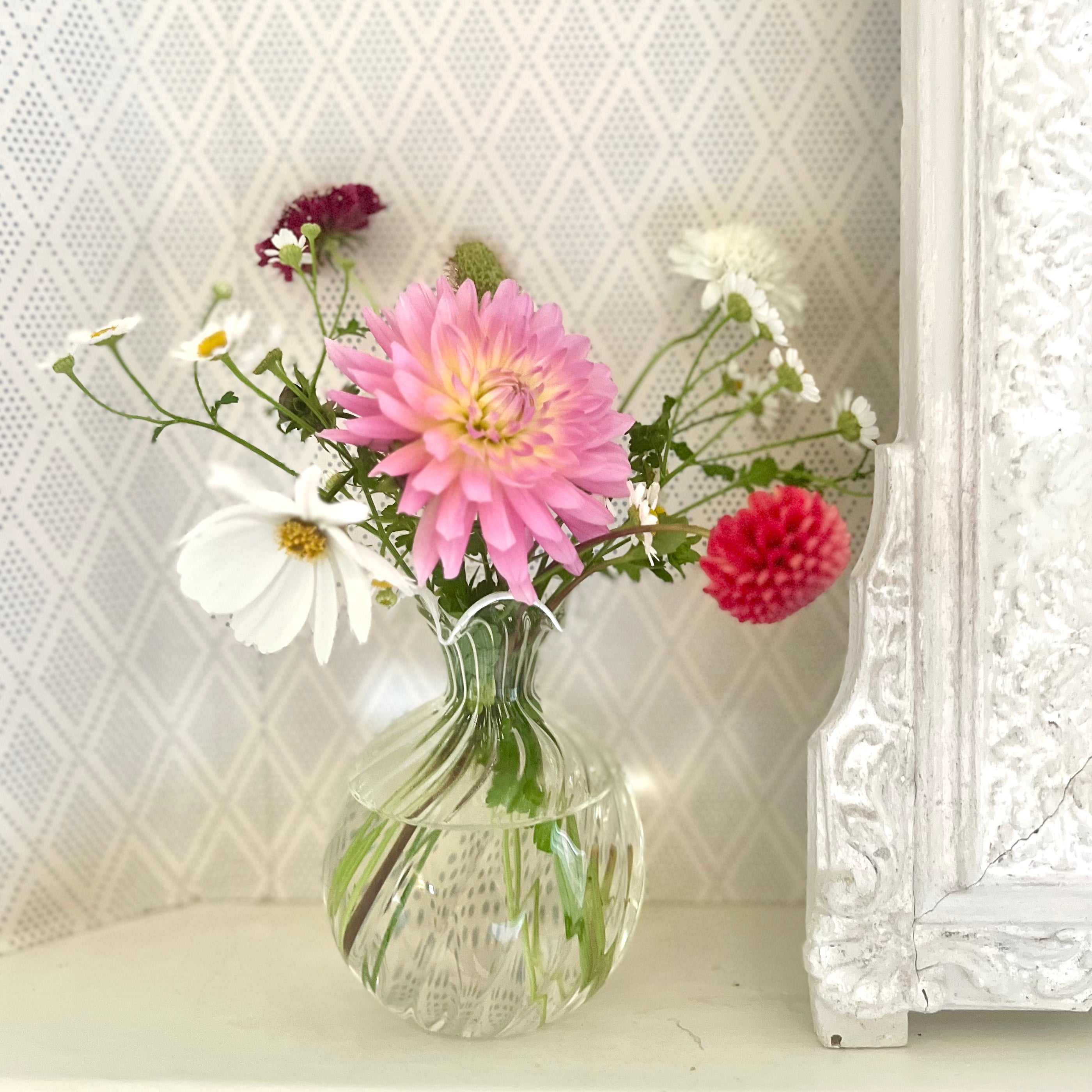 Large White Scalloped Ribbed Bud Vase
