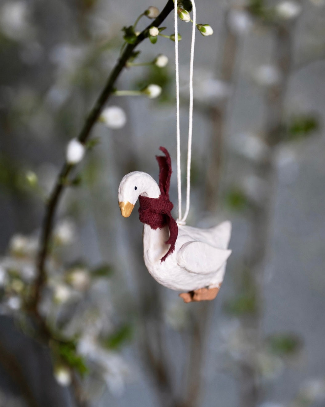 Festive Cotton Mache Goose Decoration
