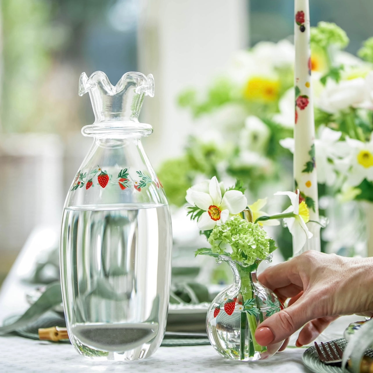 Wild Strawberries Scalloped Carafe