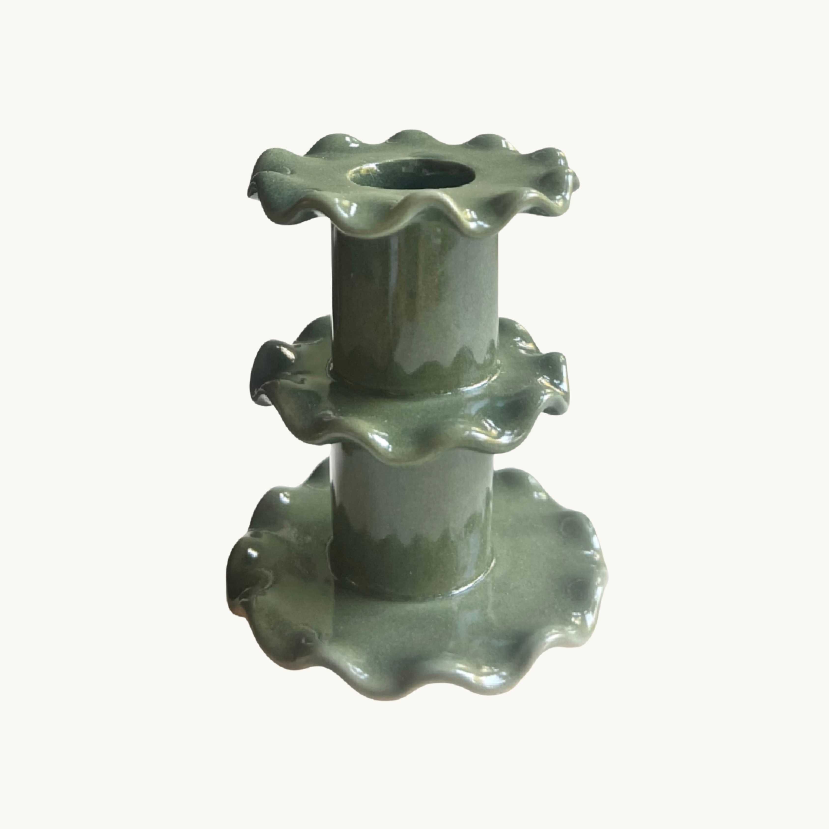 Green Frilled Candlestick (Medium)