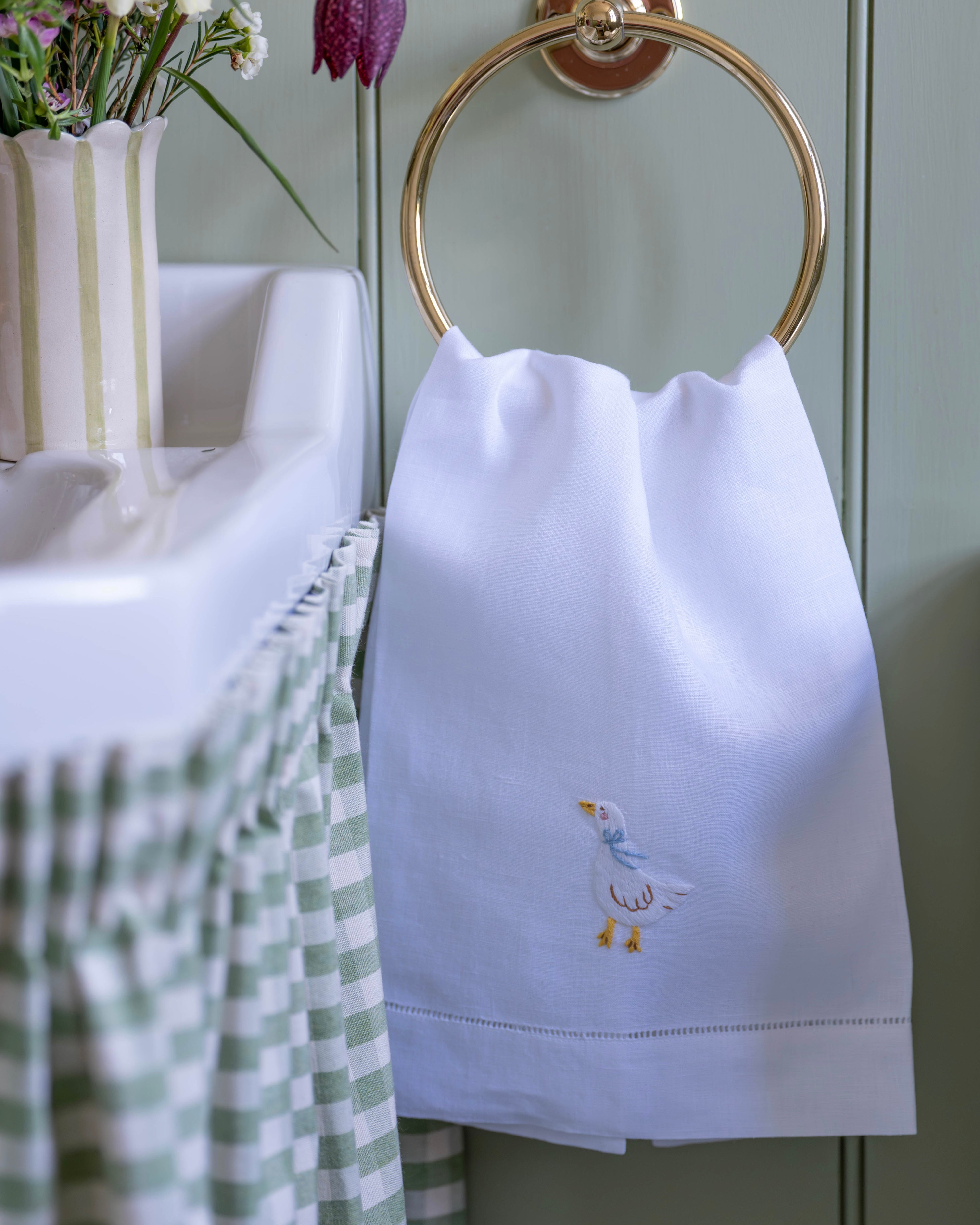 Spring Goose Embroidered Hand Towel