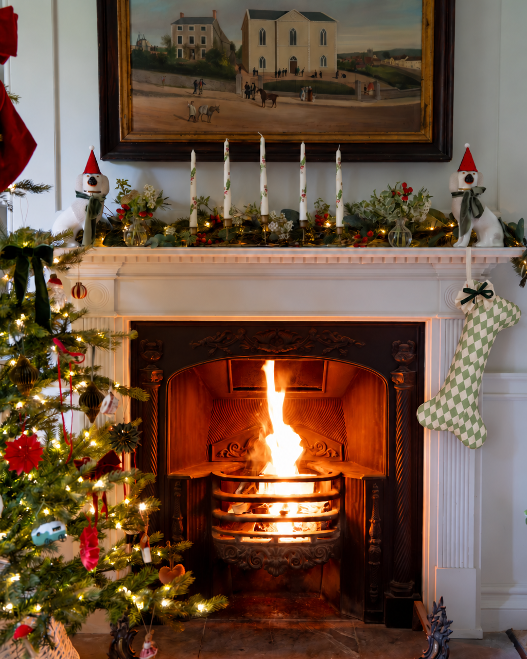 Harlequin Dog Stocking (Winter Pine)