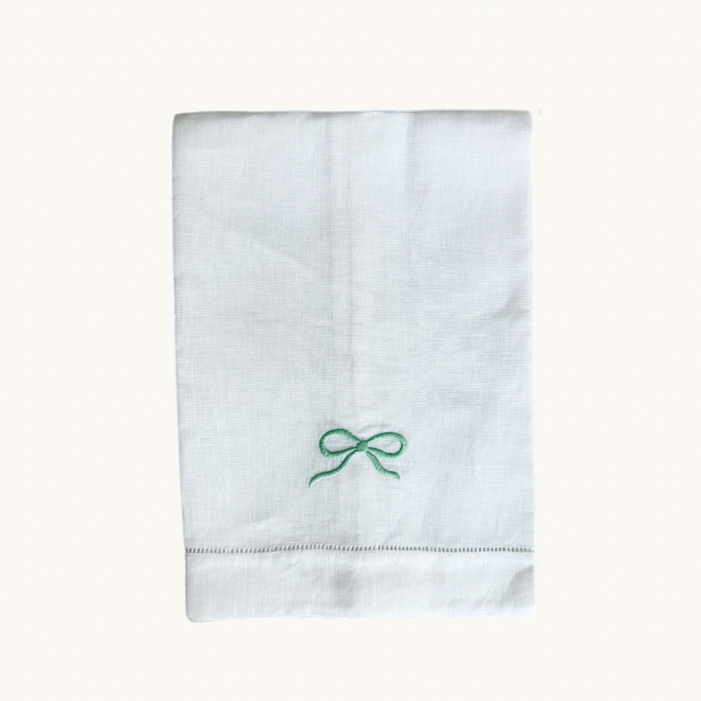 Green Bow Embroidered Hand Towel
