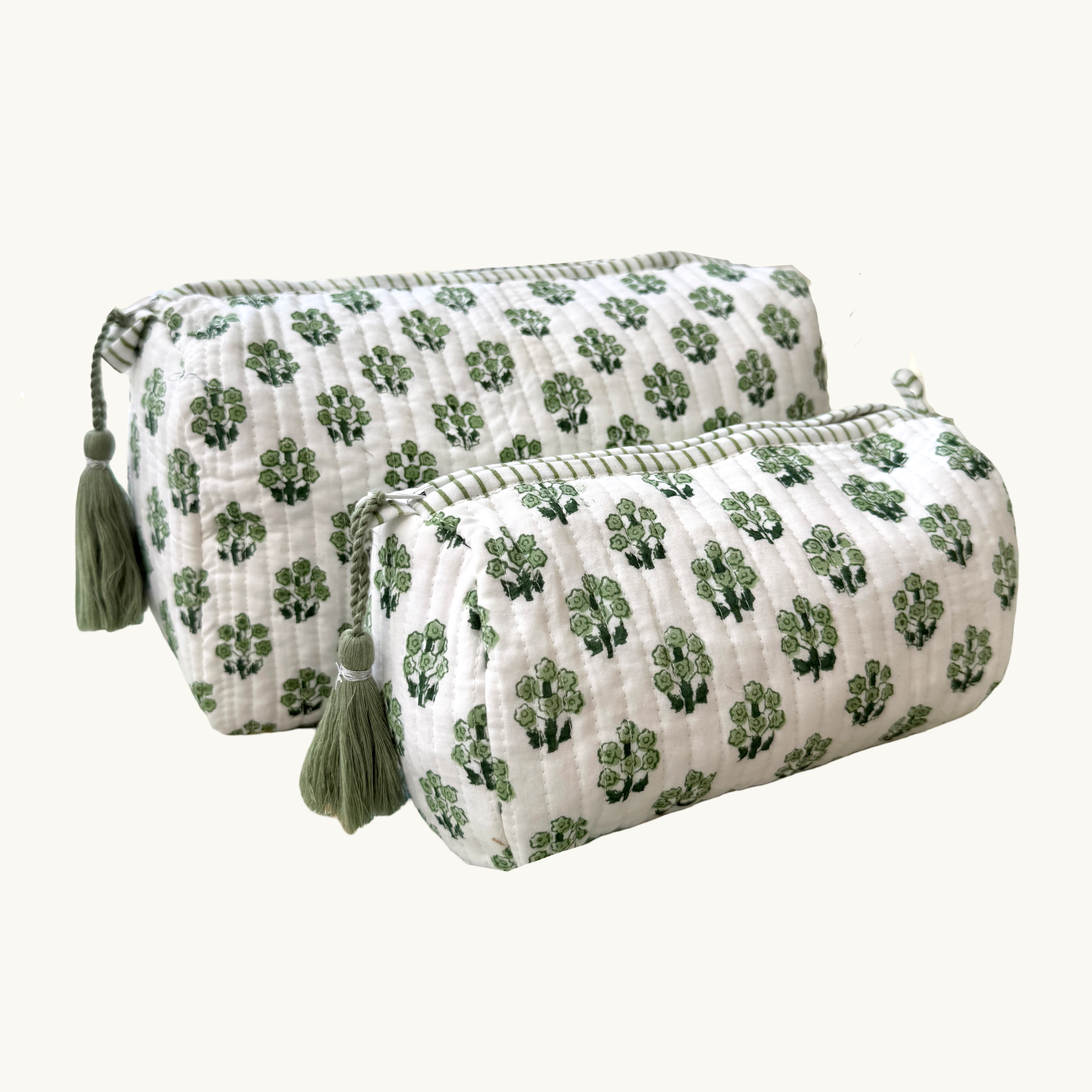 Green Daphne Handblocked Wash Bag