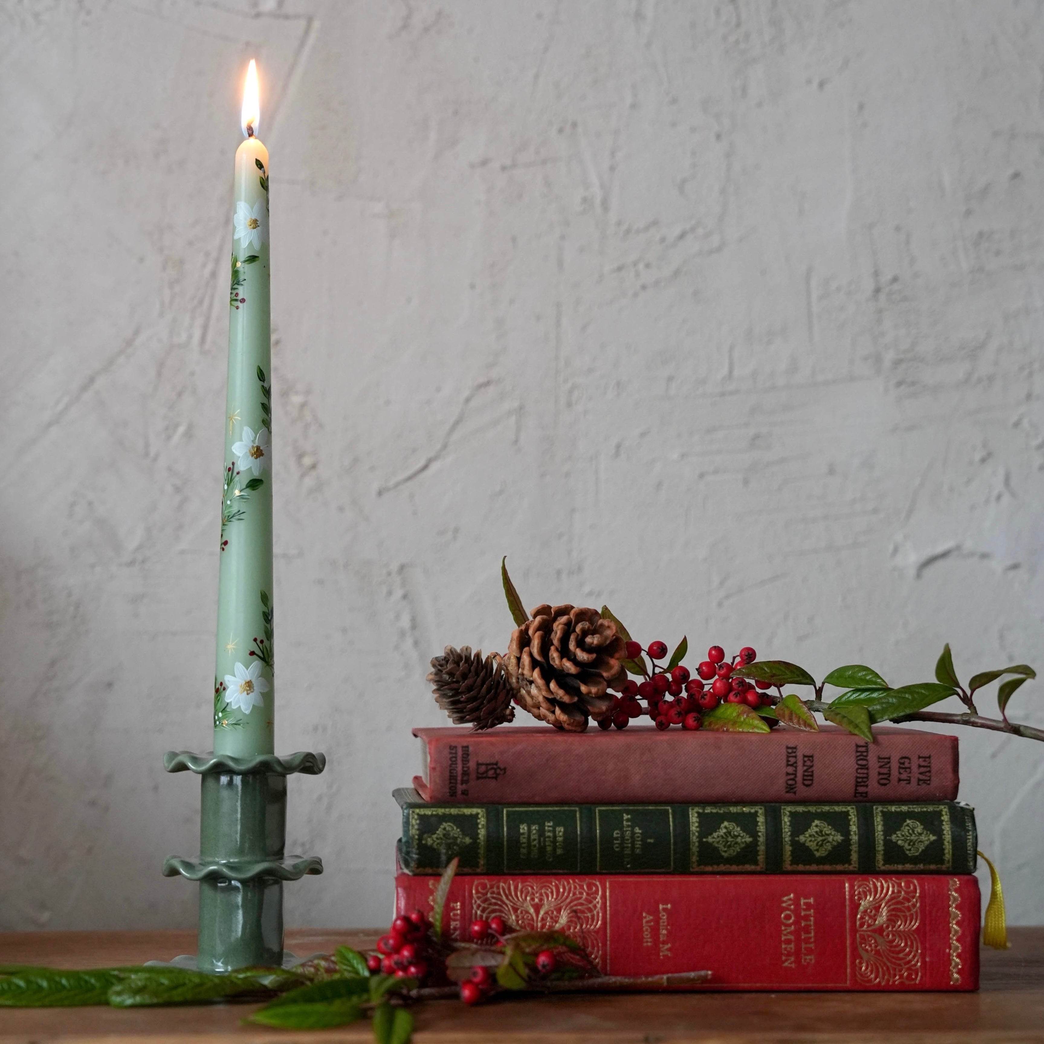 Green Frilled Candlestick (Medium)