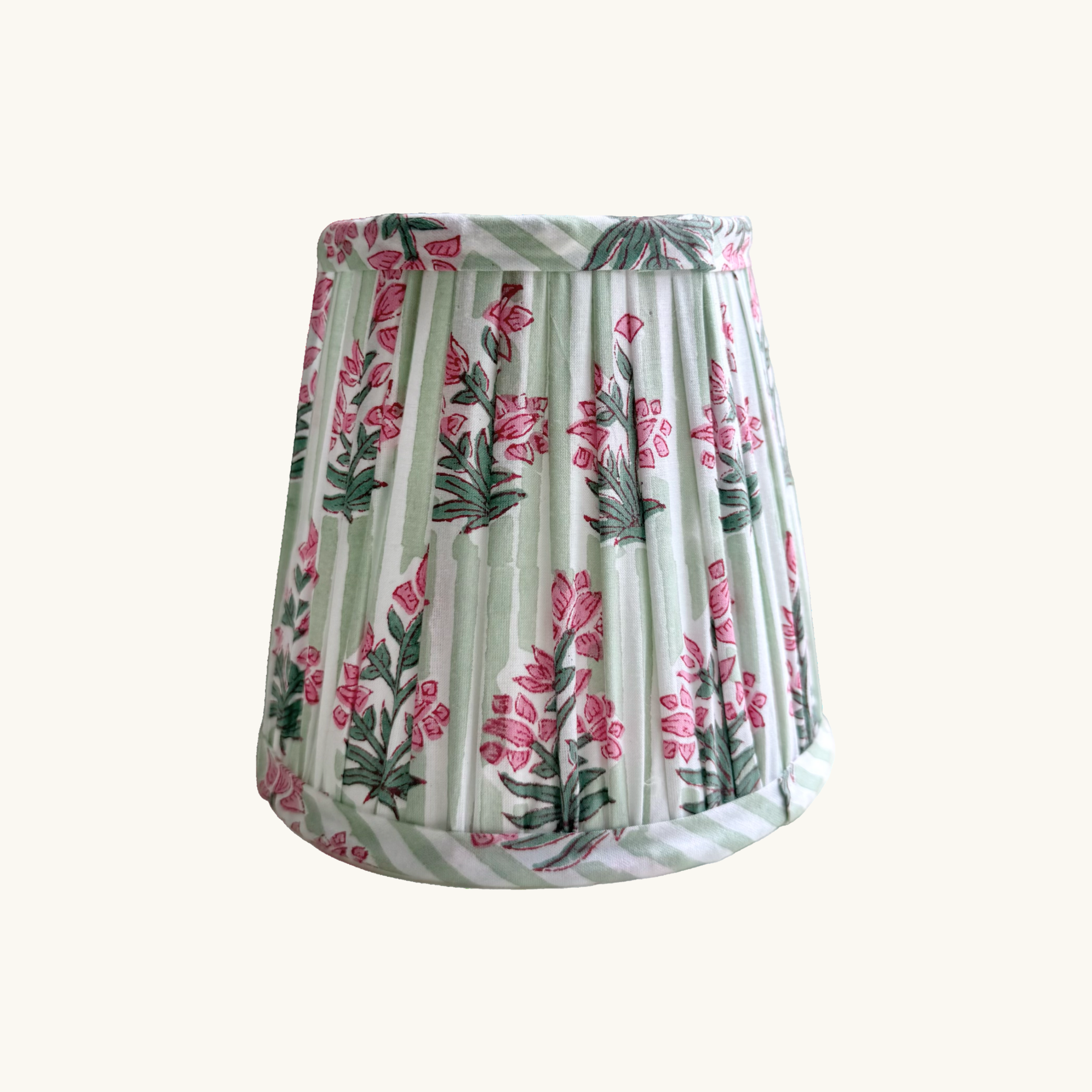 Green Johari Handblocked Gathered Lampshade