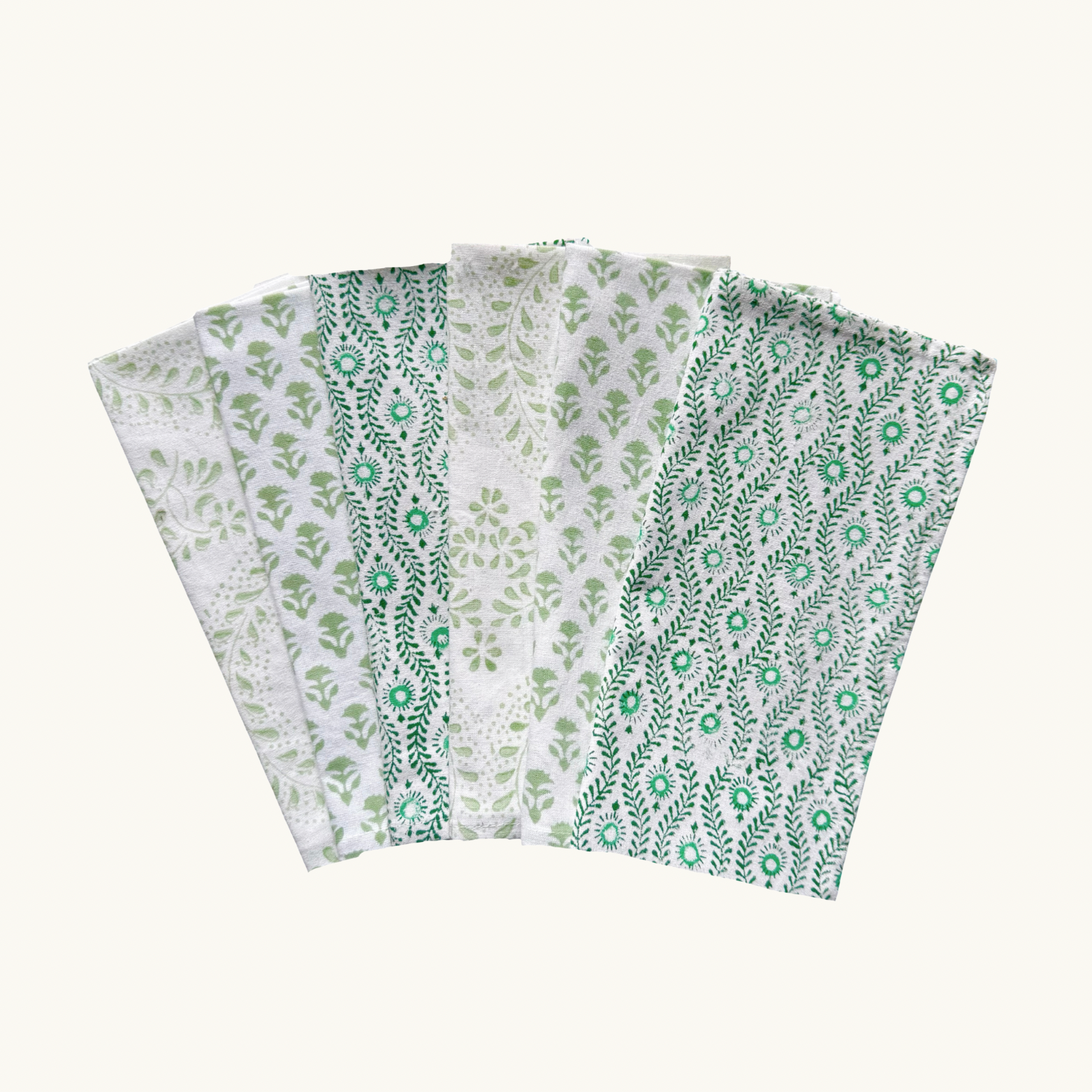 Green Mixed Handblocked Napkins
