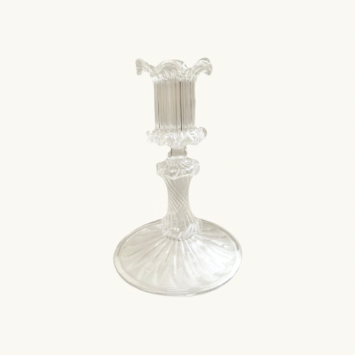Clear Frilled Glass Candlestick