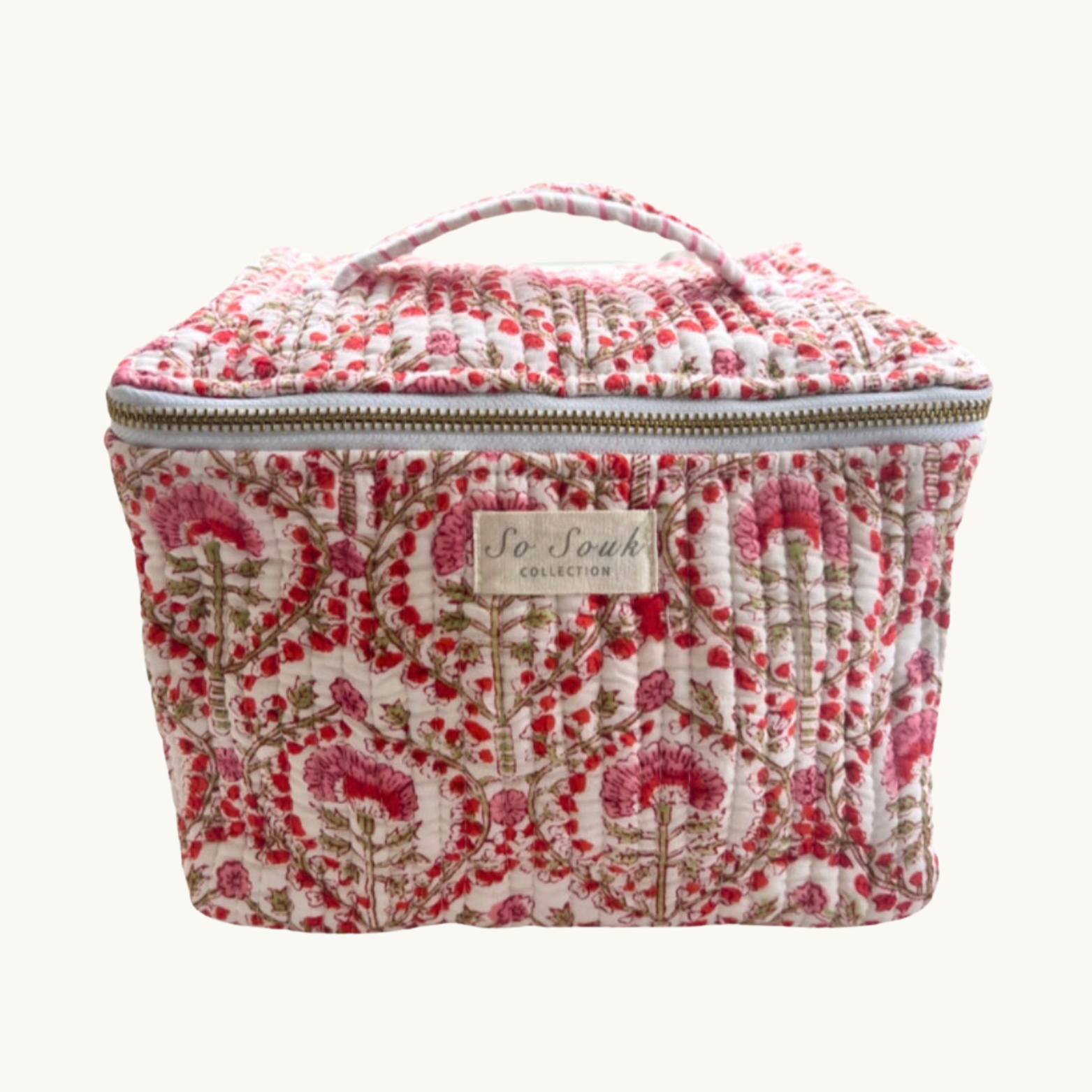 Pink Freya Handblocked Cosmetic Case