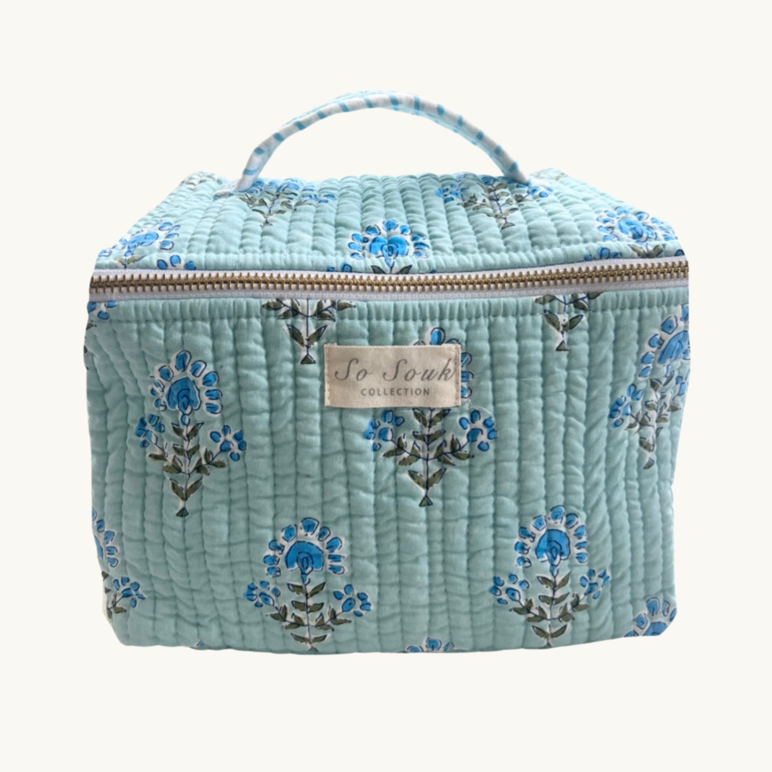 Blue Nancy Handblocked Cosmetic Case