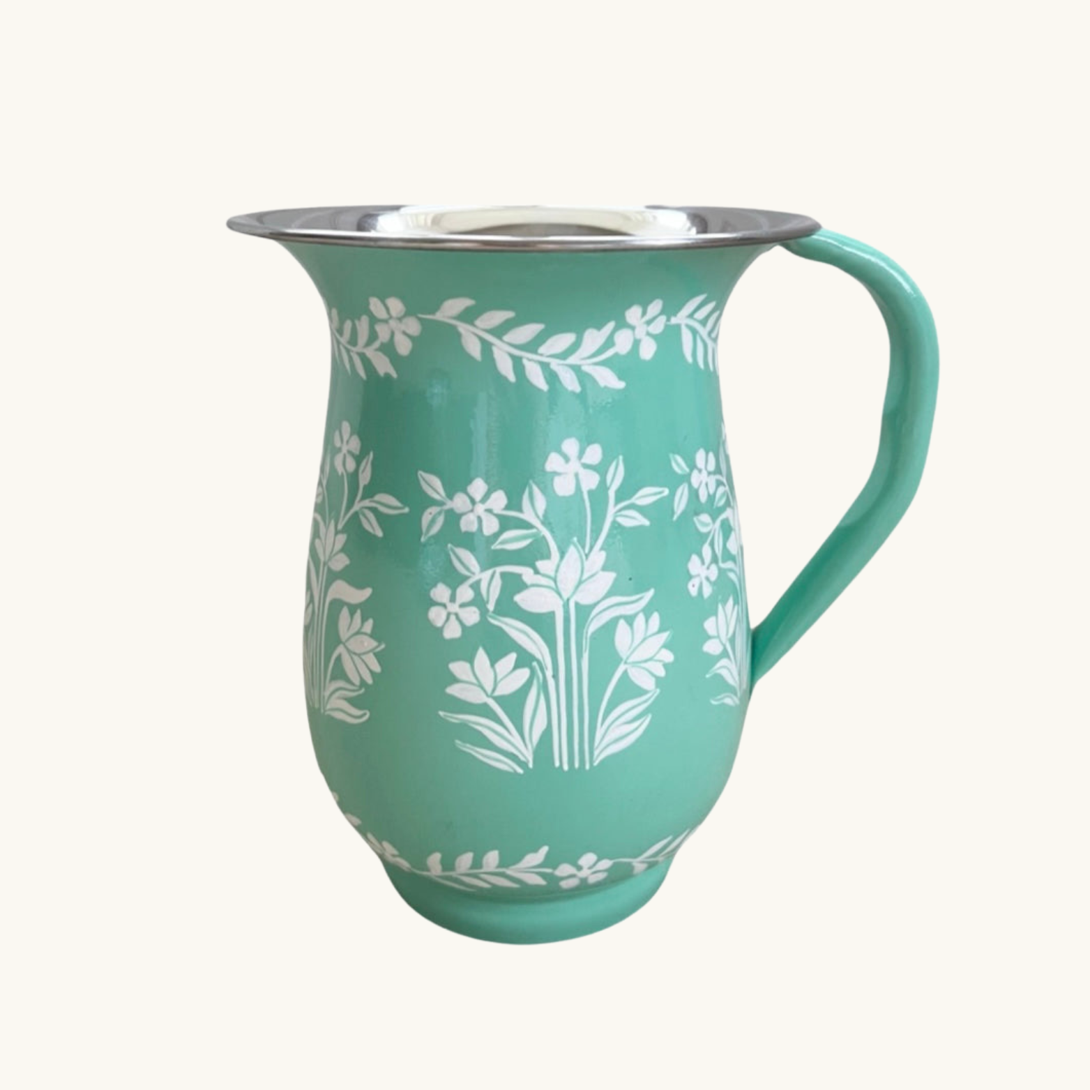 Enamel Hand Painted Palladio Jug Pistachio Green