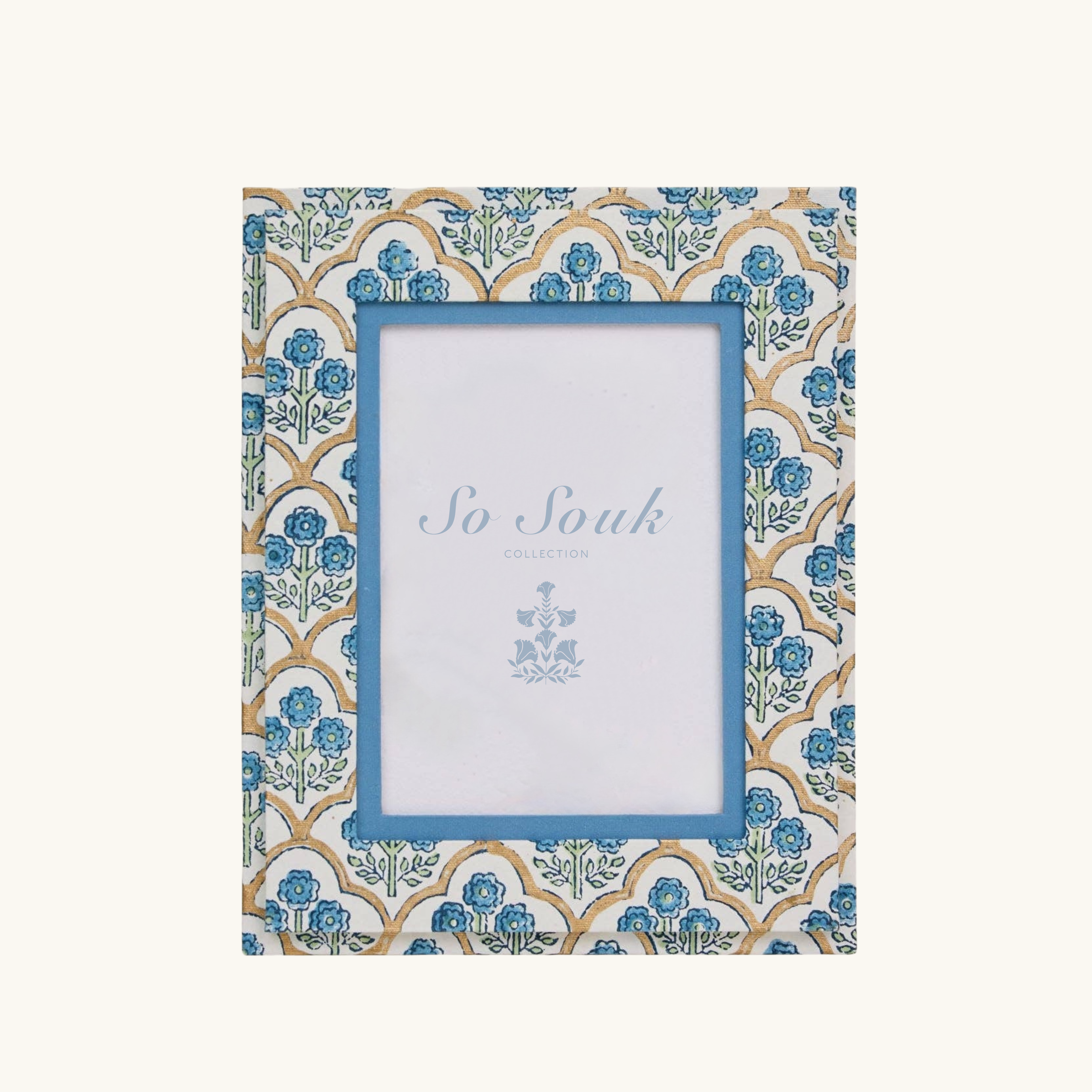 Blue Floral Trellis Picture Frame