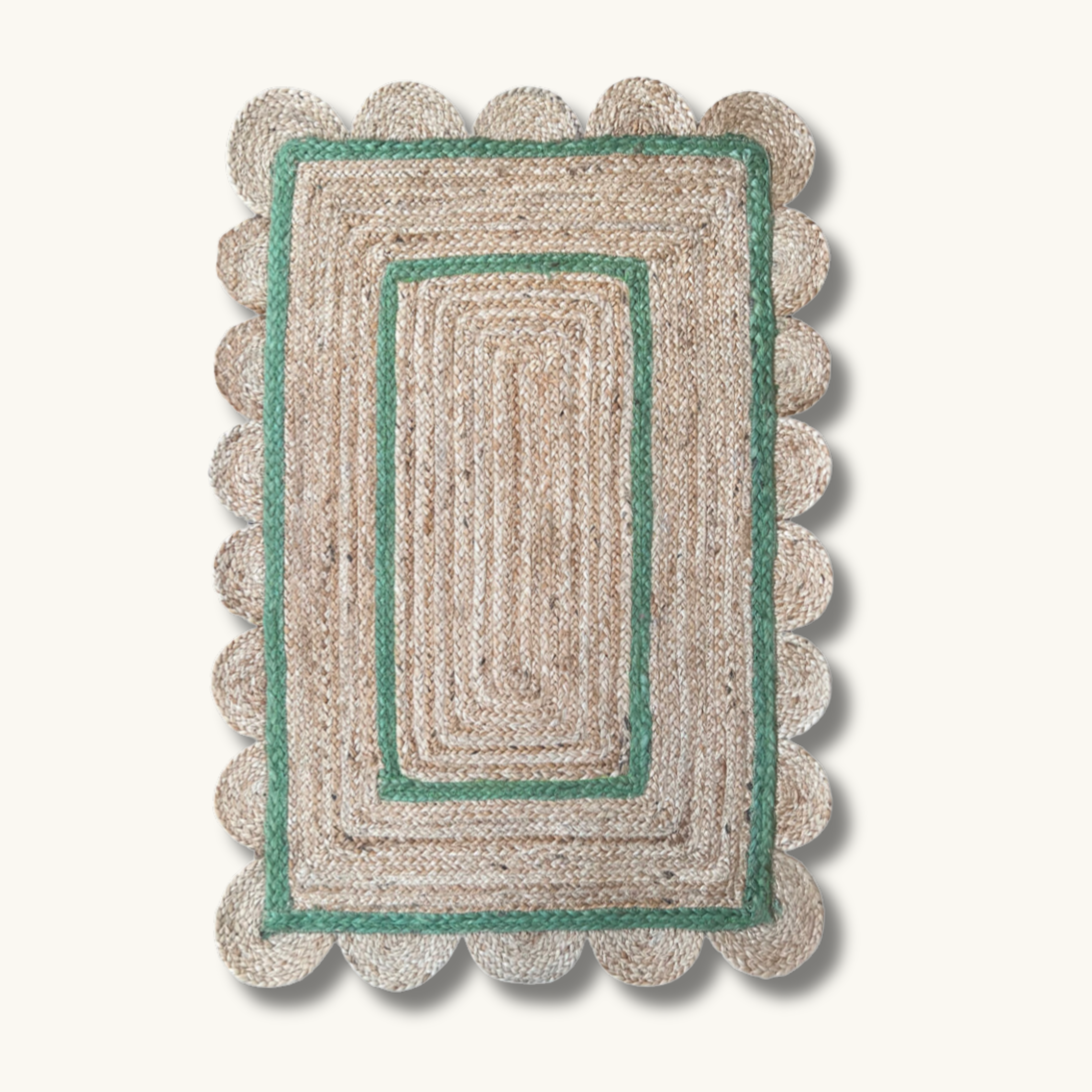 Scalloped Jute Doormat Green