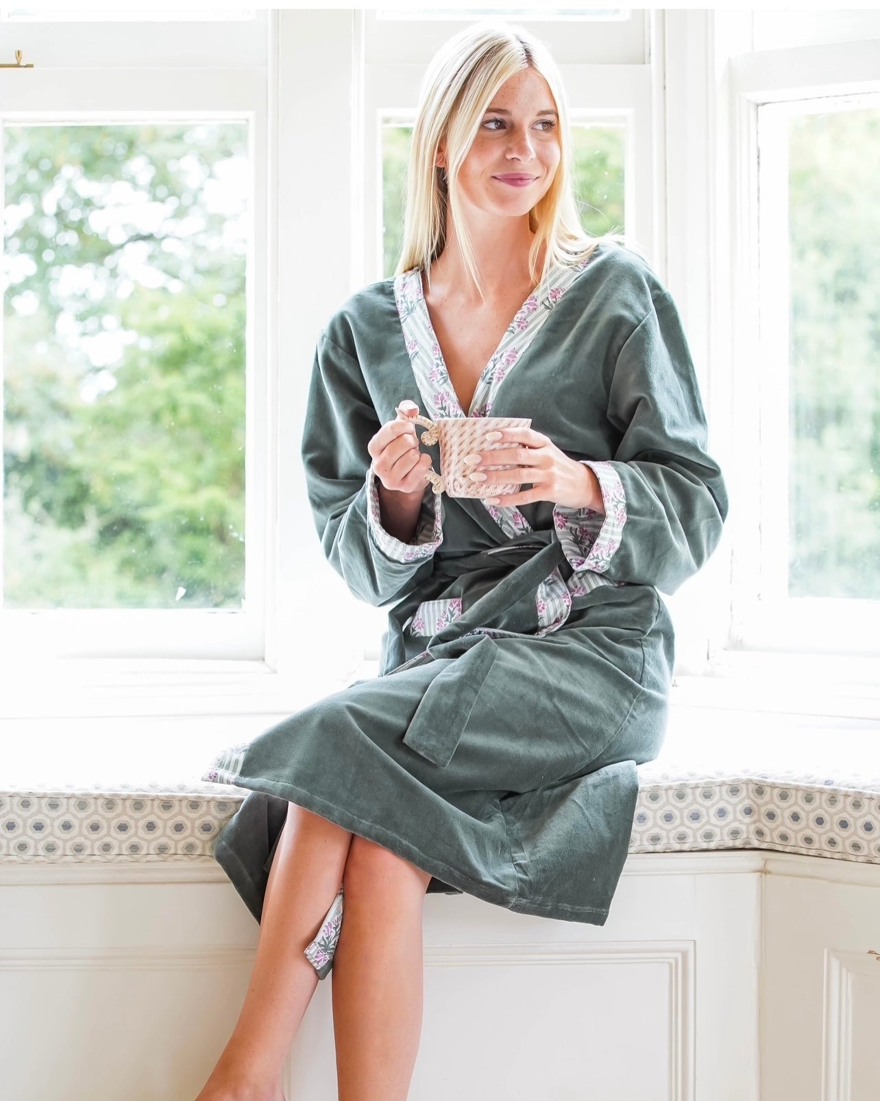 Green Johari Velvet Robe