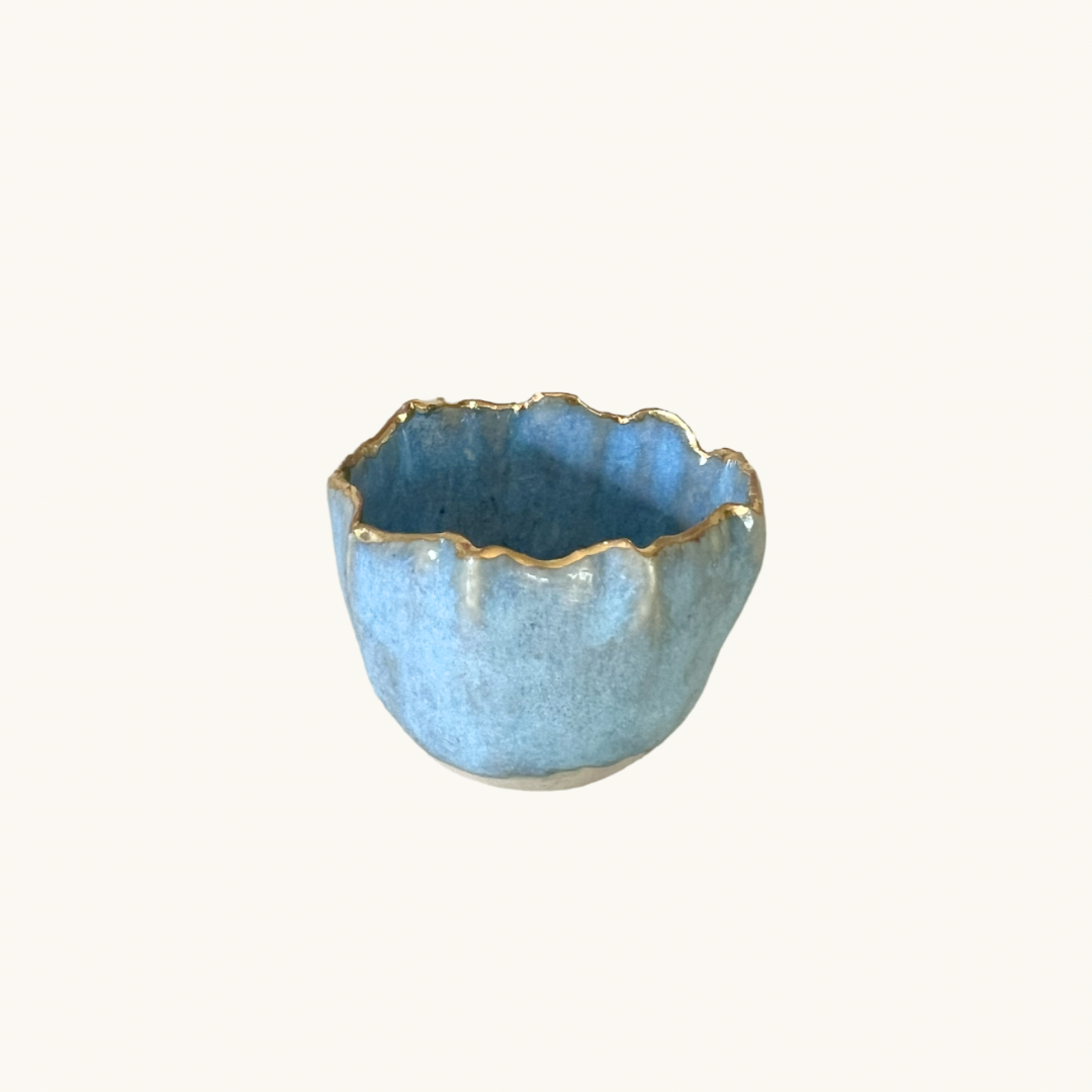 Mottled Cornflower Blue Pinch Pots