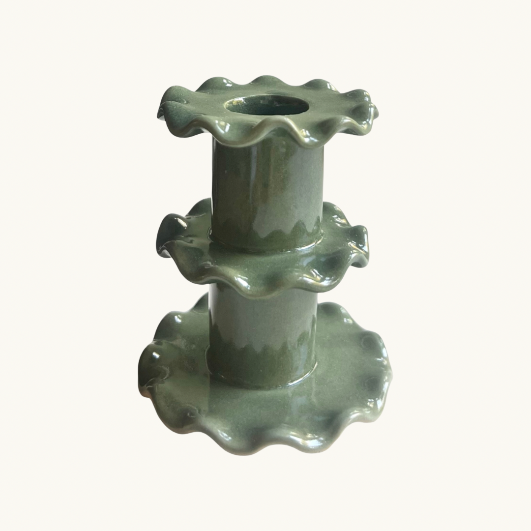 Green Frilled Candlestick (Medium)