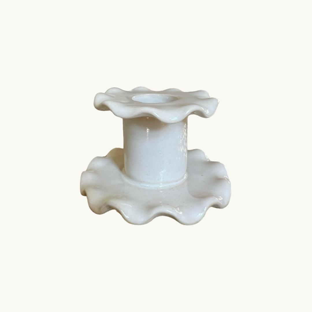 White Frill Candlestick (Small)