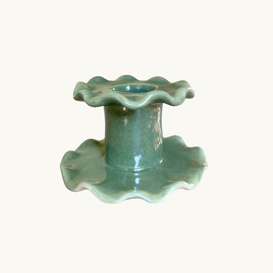 Green Frill Candlestick (Small)