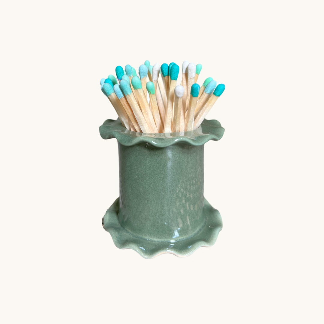 Green Frilled Match Holder