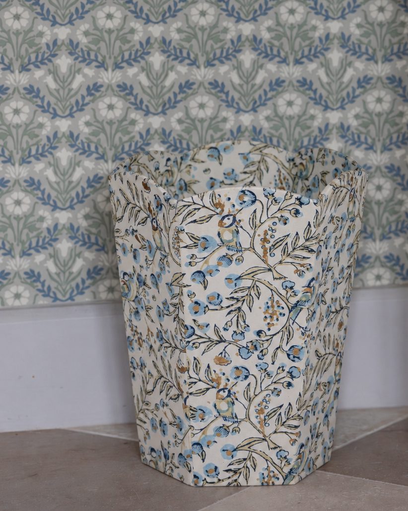 Blue Songbird Waste Paper Basket